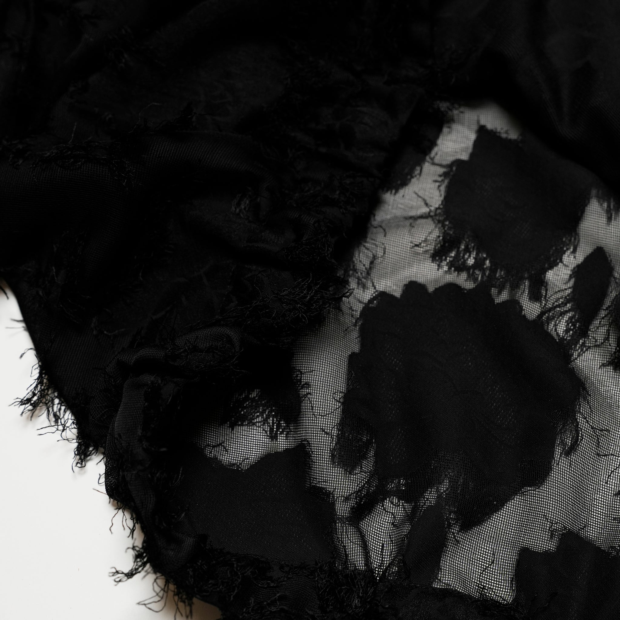 Fringe Jacquard Lace-up Sheer Pull Parka | Color:Black【APHLOTUS_アプロタス】 | 217630_100_black
