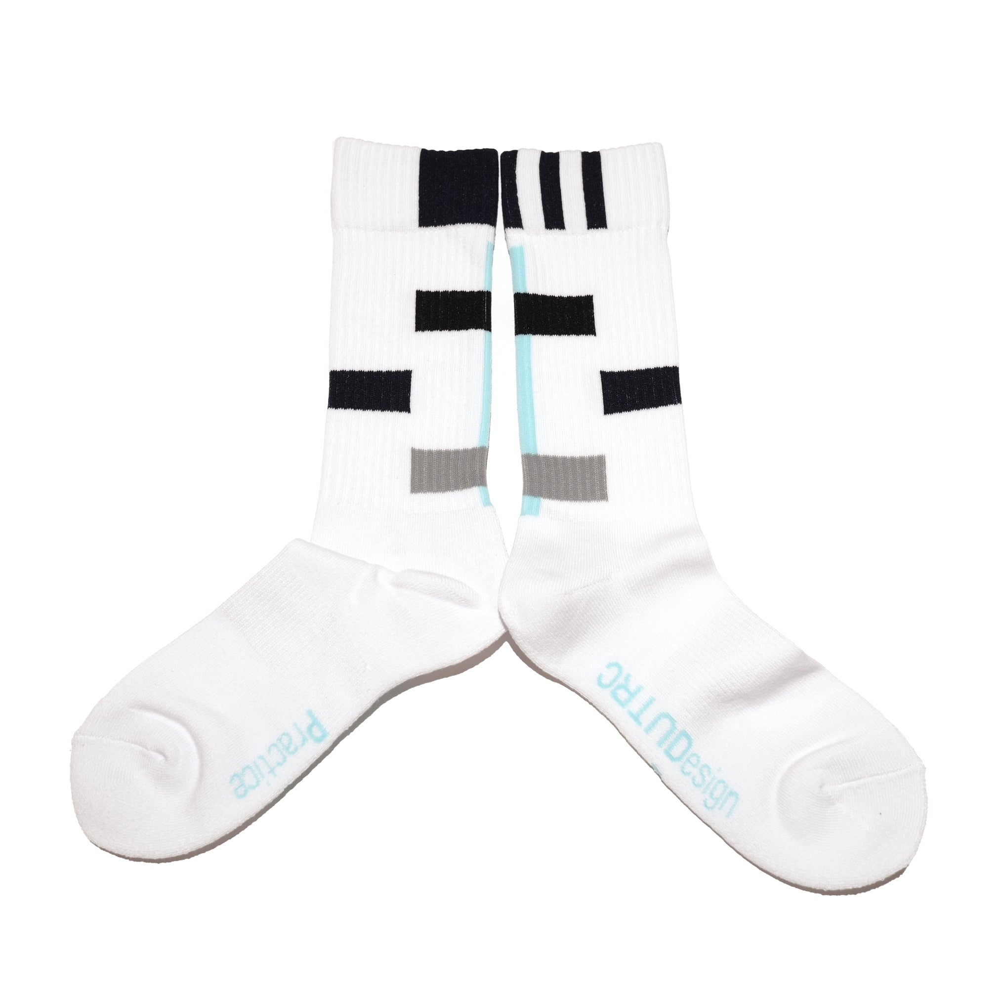 UN-026_SS24 | GEOMETRY BLOCKS SOCKS | Color:White【UNTRACE_アントレース】【ネコポス選択可能】