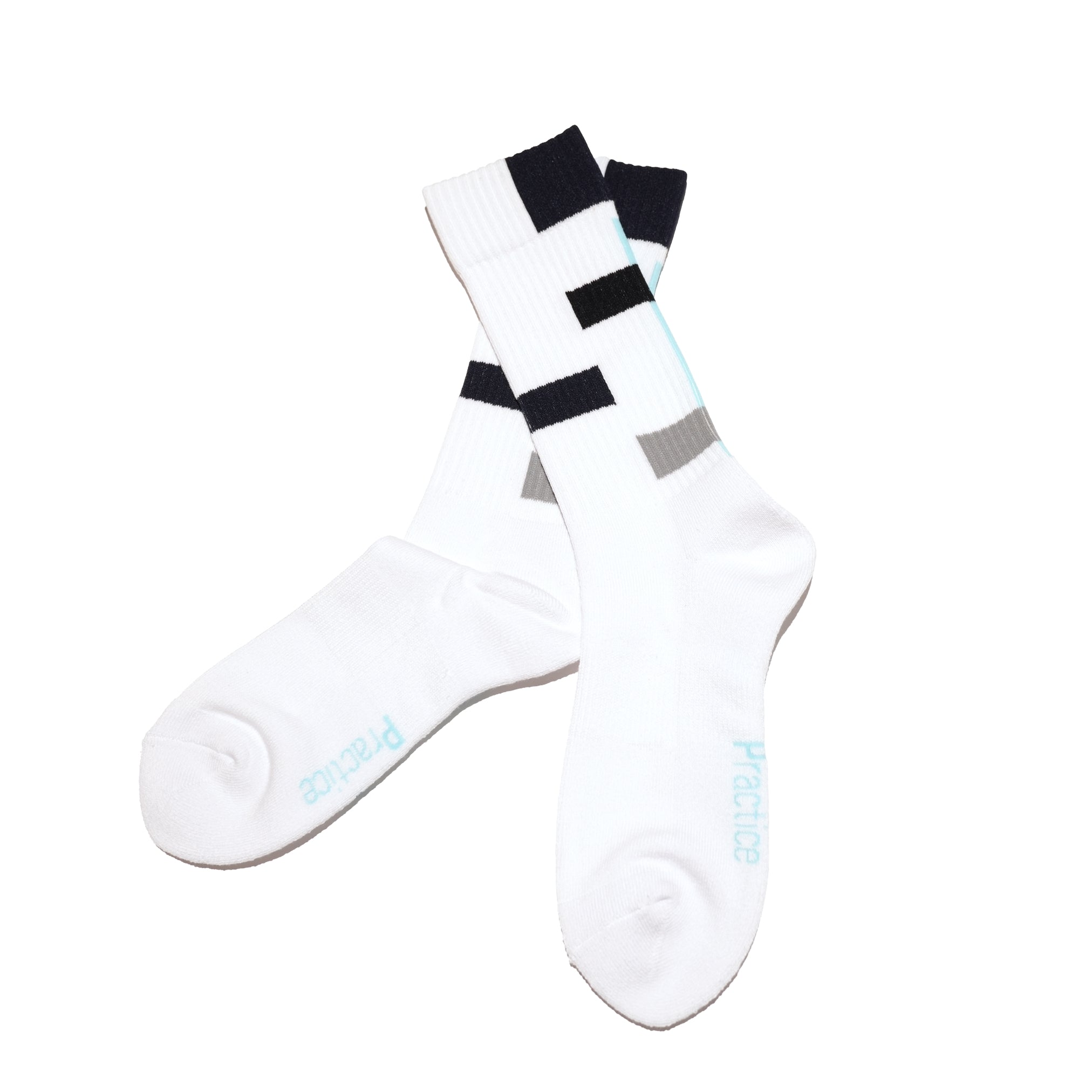 UN-026_SS24 | GEOMETRY BLOCKS SOCKS | Color:White【UNTRACE_アントレース】【ネコポス