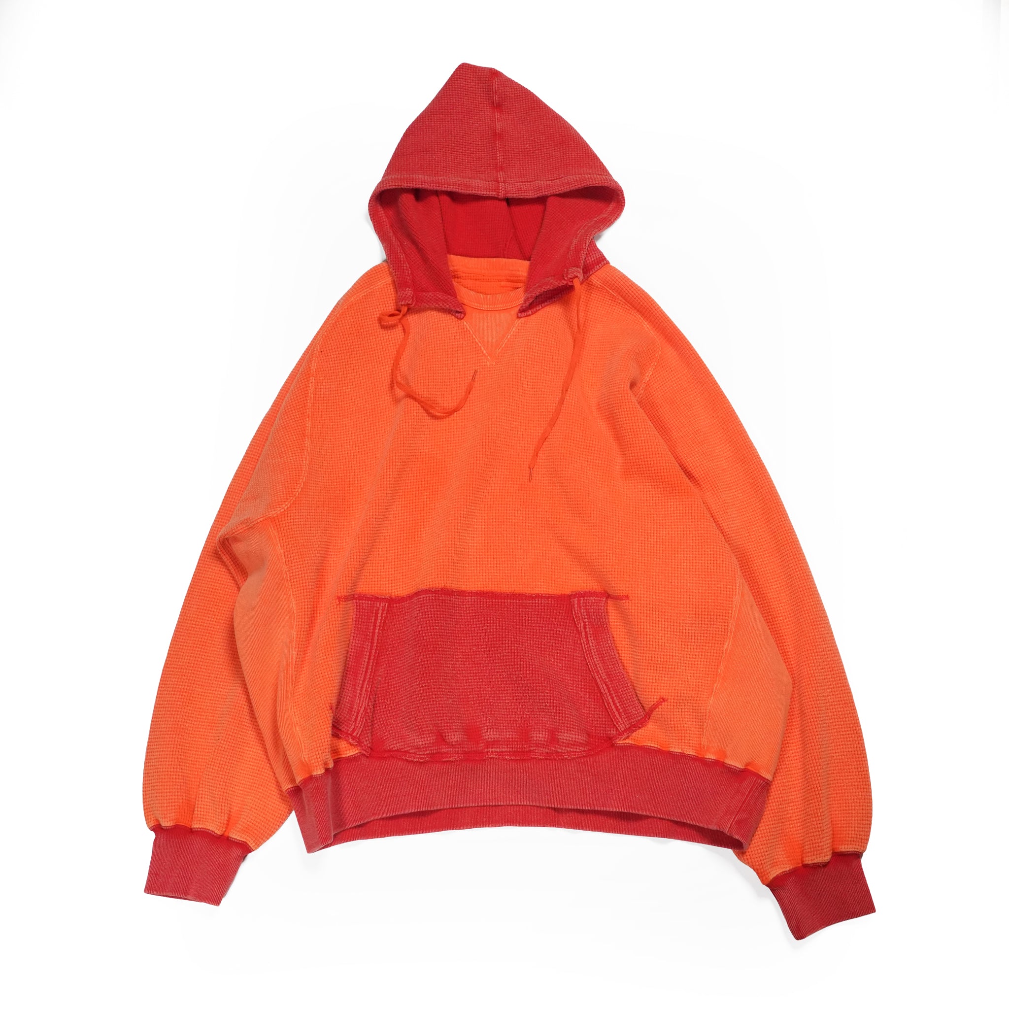 Retrofit hoodie Thermal long tee-vintage dye / McClure -Faded vintage dye | Col_Red×Orange | CZ-ImSt-405_red【IMPRESTORE_インプレストア】