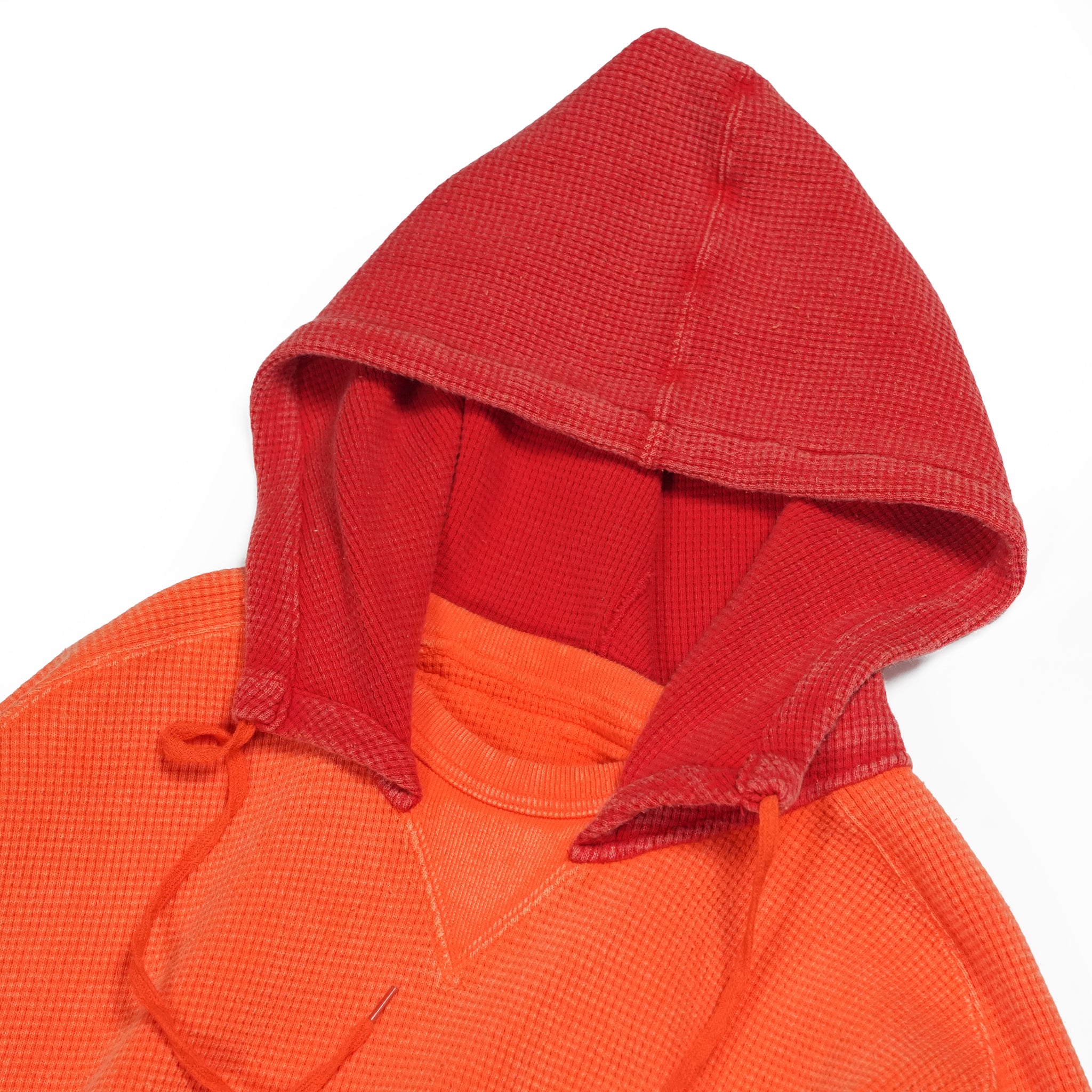 Retrofit hoodie Thermal long tee-vintage dye / McClure -Faded vintage dye | Col_Red×Orange | CZ-ImSt-405_red【IMPRESTORE_インプレストア】