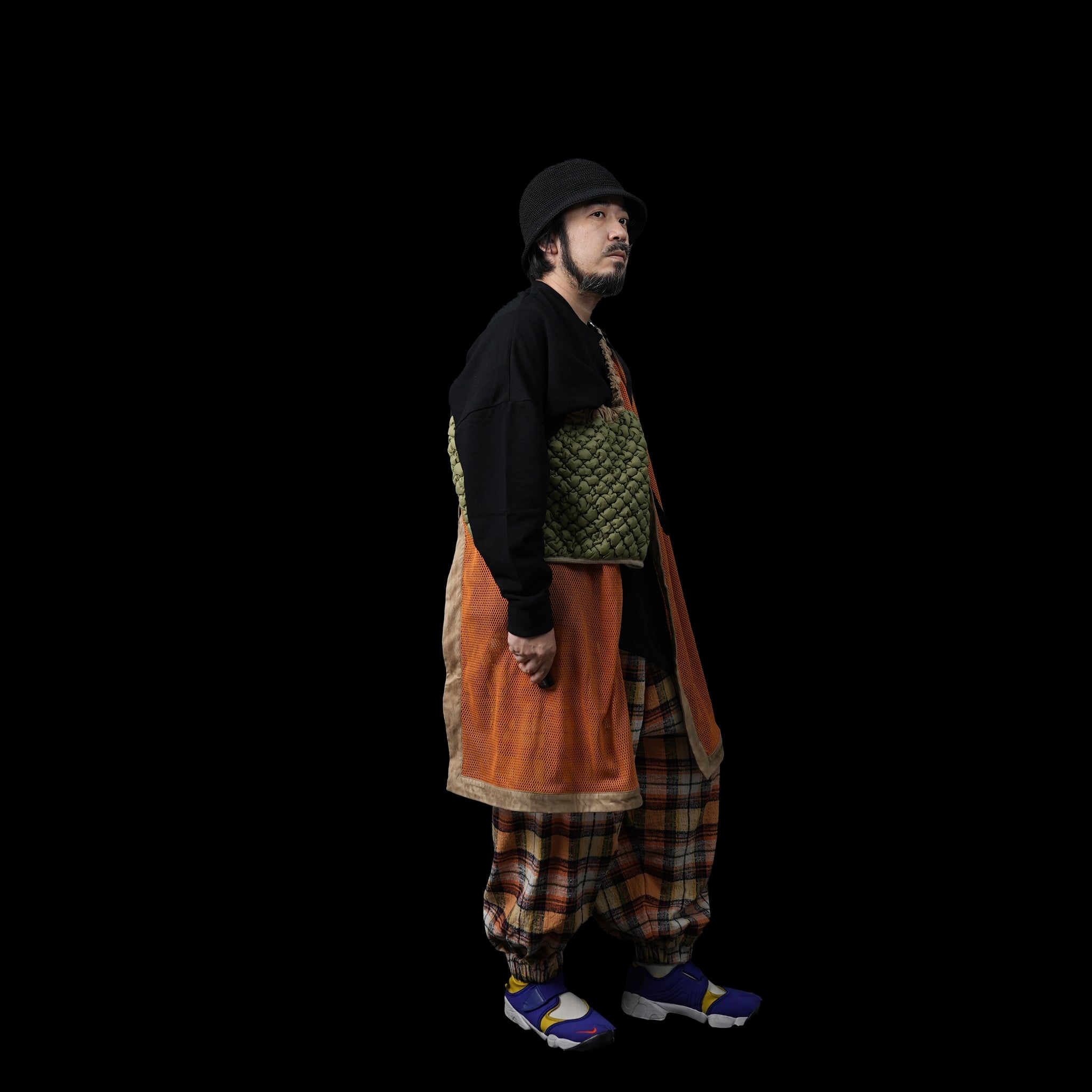 No:OinT-SK02 | Name:Screen door skirt | Color:Orange/Navy【OinT_オーインティー】
