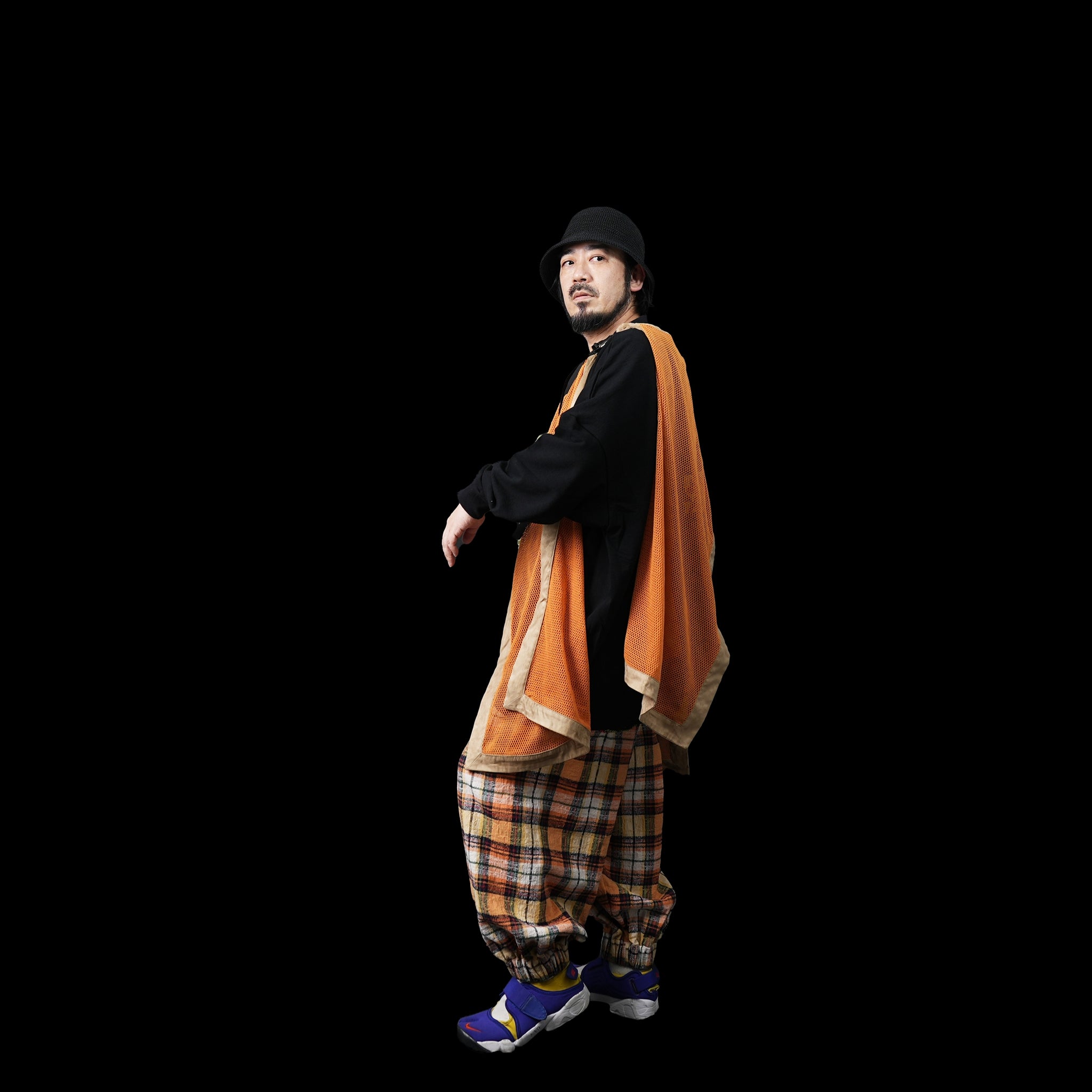 No:OinT-SK02 | Name:Screen door skirt | Color:Orange/Navy【OinT_オーインティー】