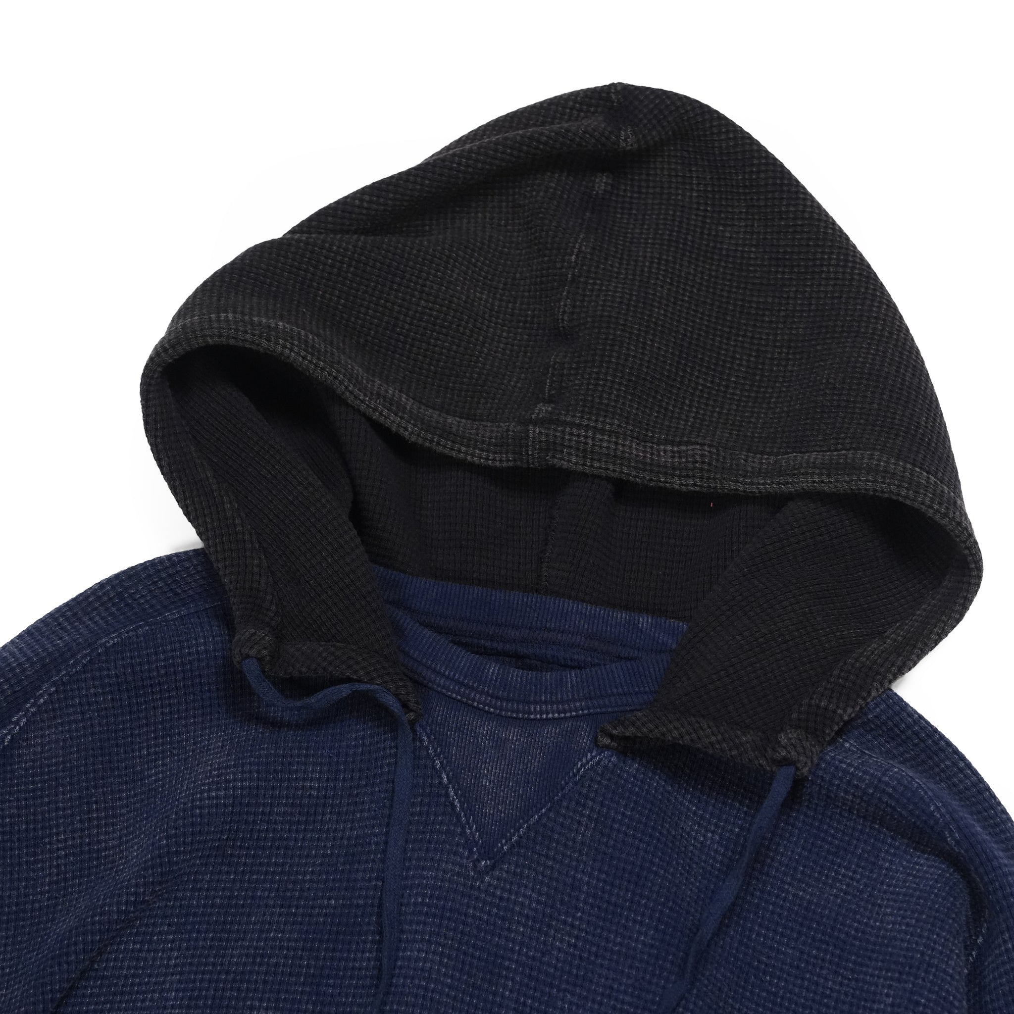 Retrofit hoodie Thermal long tee-vintage dye – McClure -Faded vintage dye (Black×Navy) | IMPRESTORE