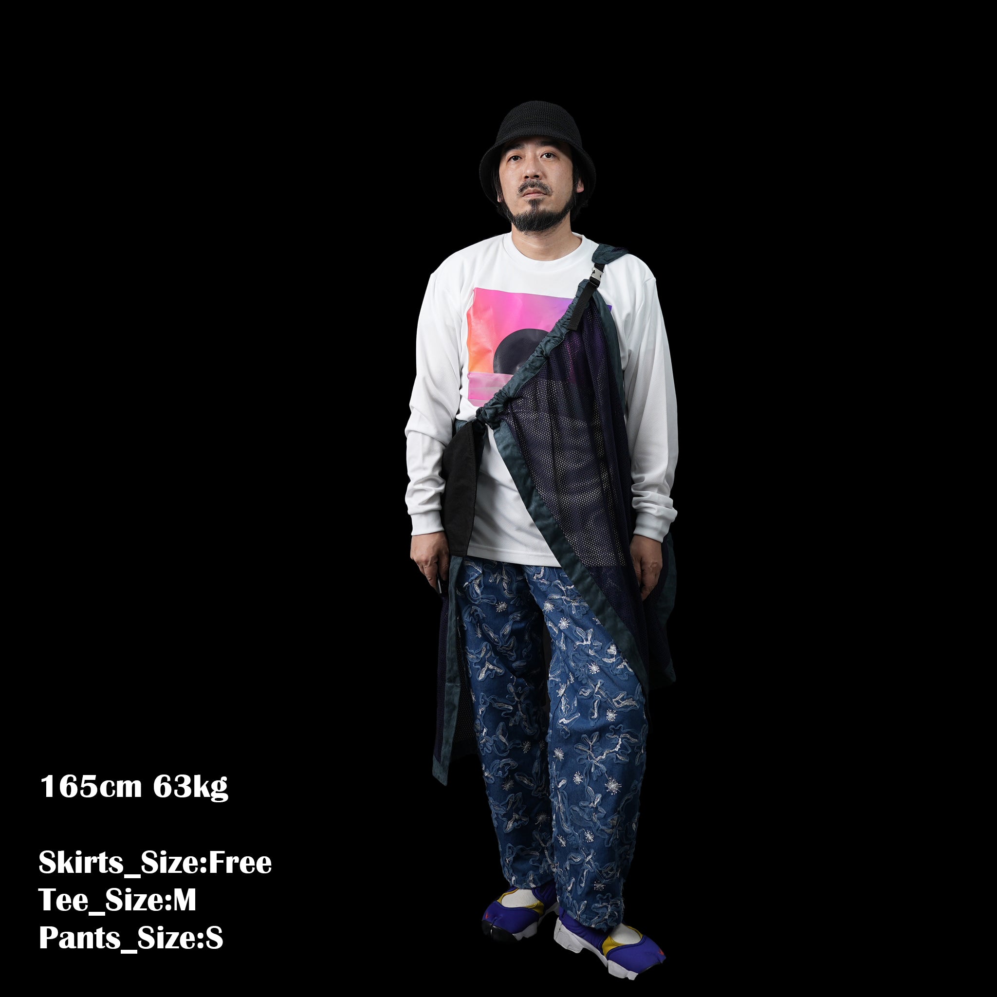 No:OinT-SK02 | Name:Screen door skirt | Color:Orange/Navy【OinT_オーインティー】