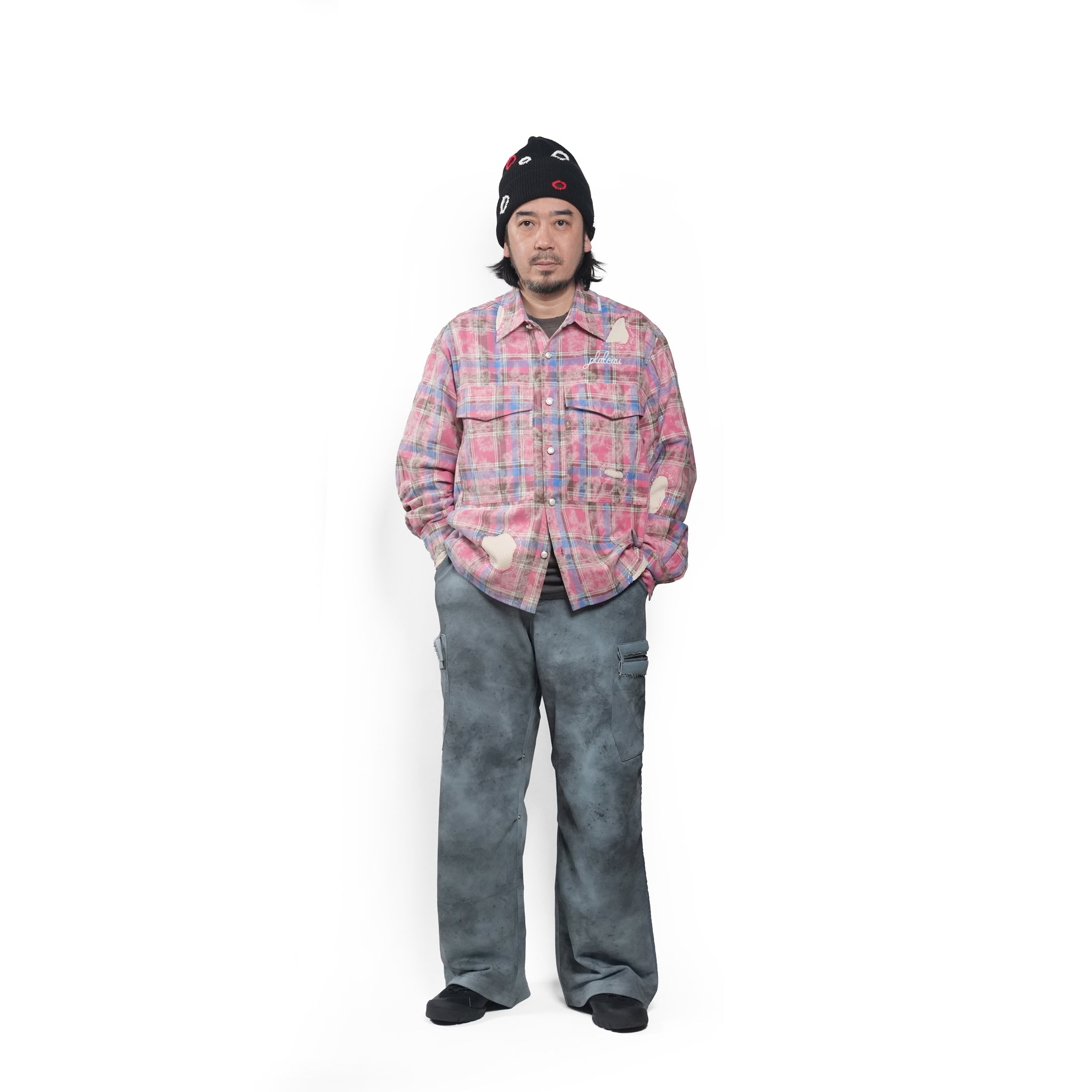 Hand patch check shirt – Red Check | PLATEAU STUDIO