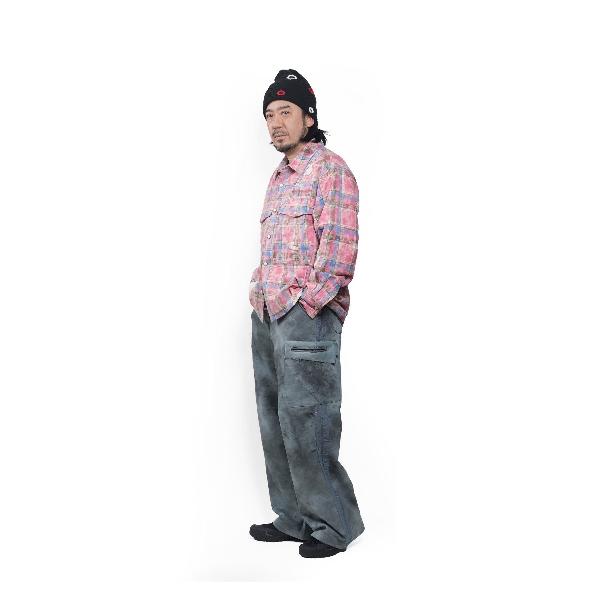 Hand patch check shirt – Red Check | PLATEAU STUDIO