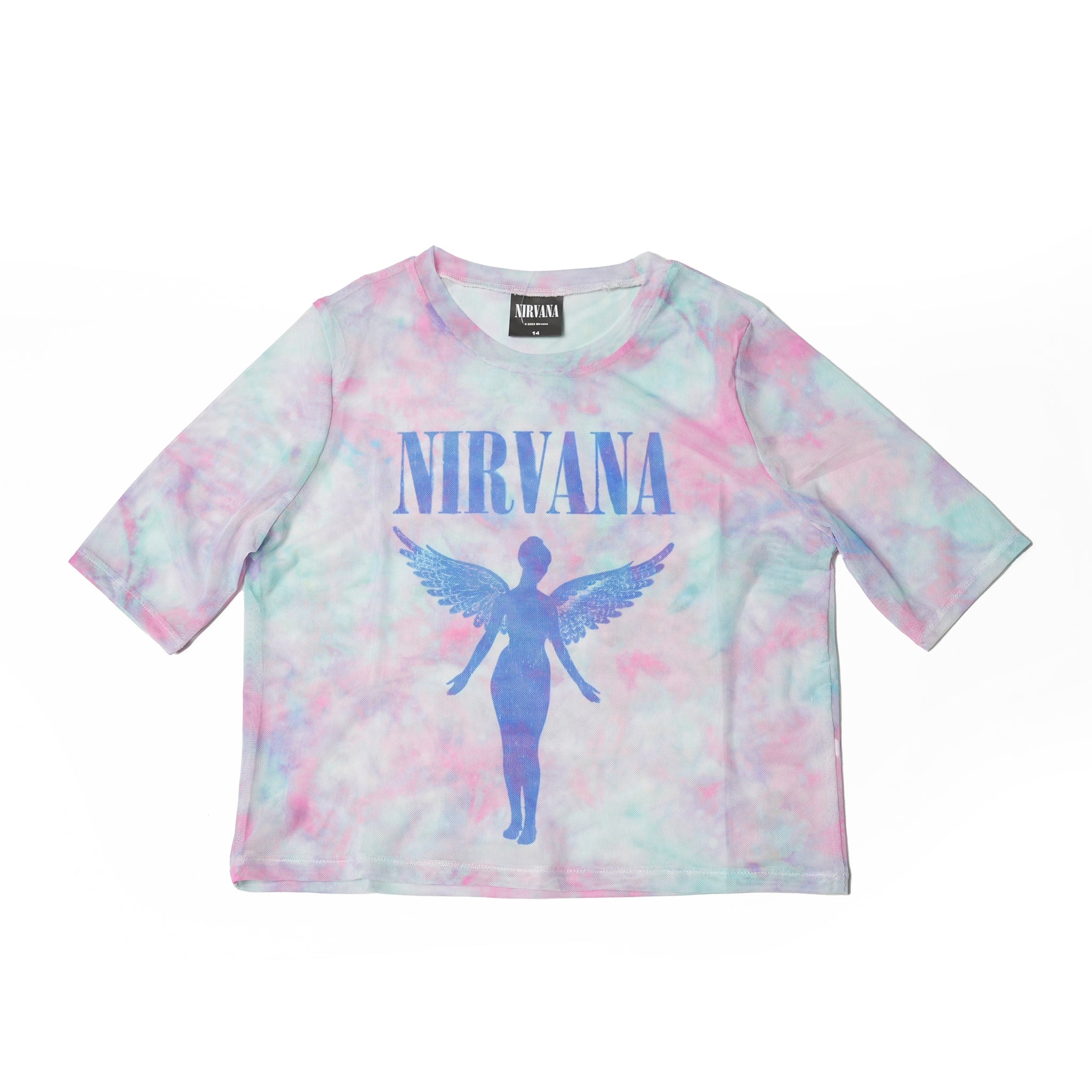 Name:Nirvana_Angelic Blue Mono_Lady_WHT_Mesh Crop【ROCK OFF】【ネコポス選択可能】
