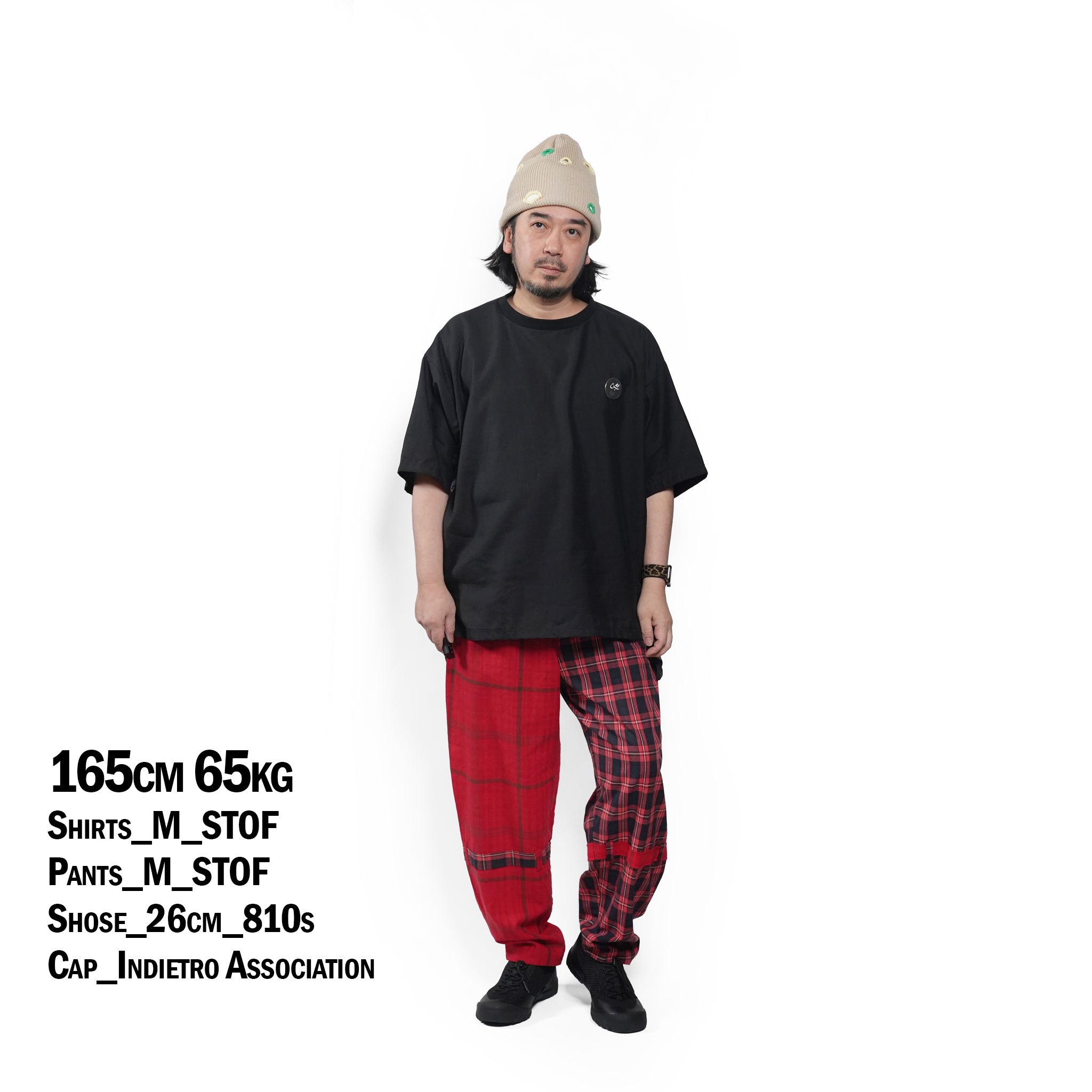 MIX CHECK BONTAGE PANTS– Red | STOF