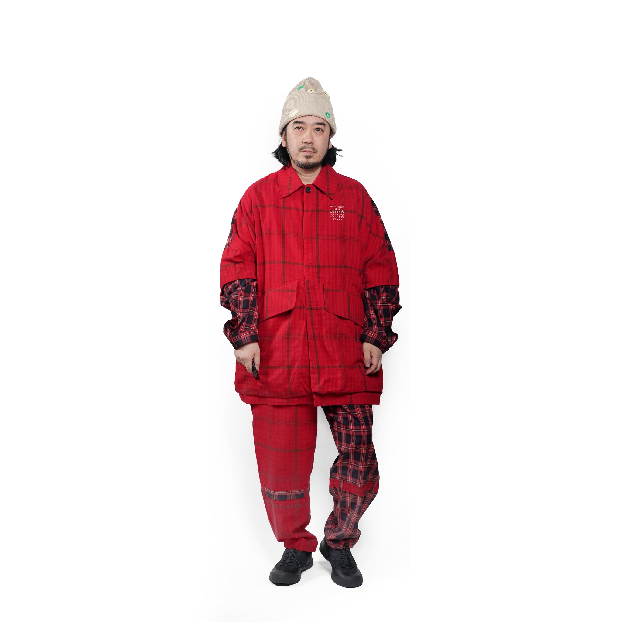MIX CHECK BONTAGE PANTS– Red | STOF