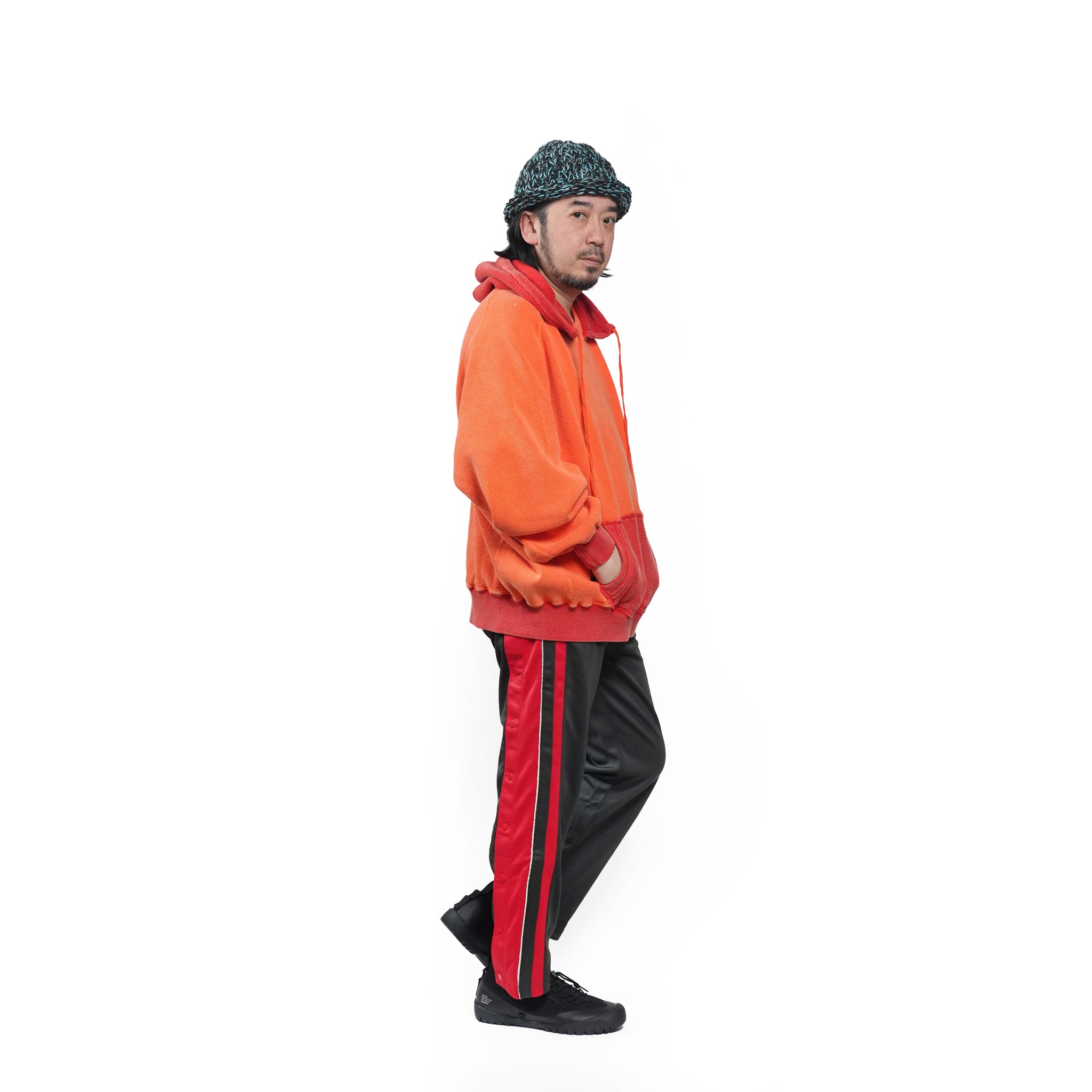 Retrofit hoodie Thermal long tee-vintage dye – McClure -Faded vintage dye (Red×Orange) | IMPRESTORE