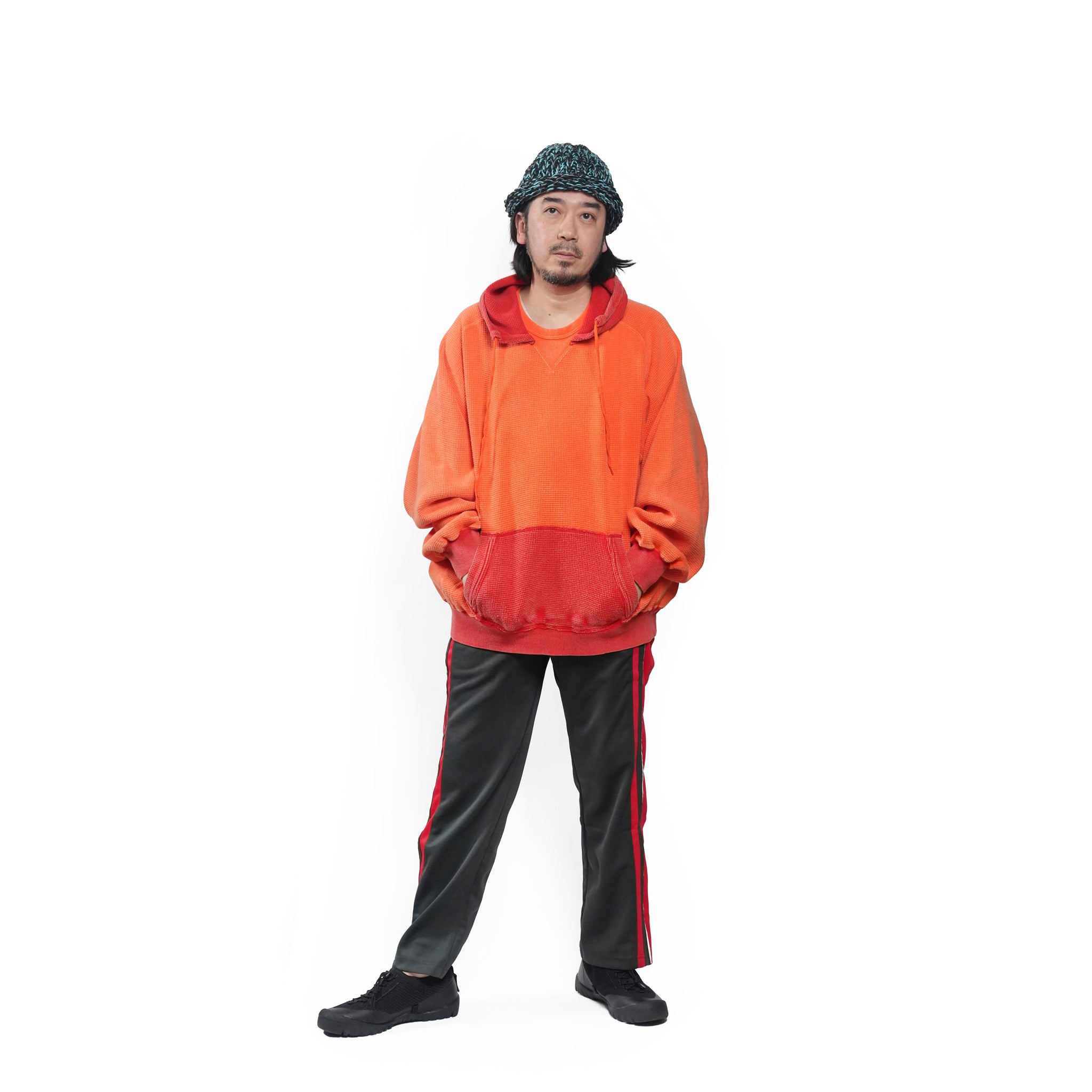 Retrofit hoodie Thermal long tee-vintage dye – McClure -Faded vintage dye (Red×Orange) | IMPRESTORE