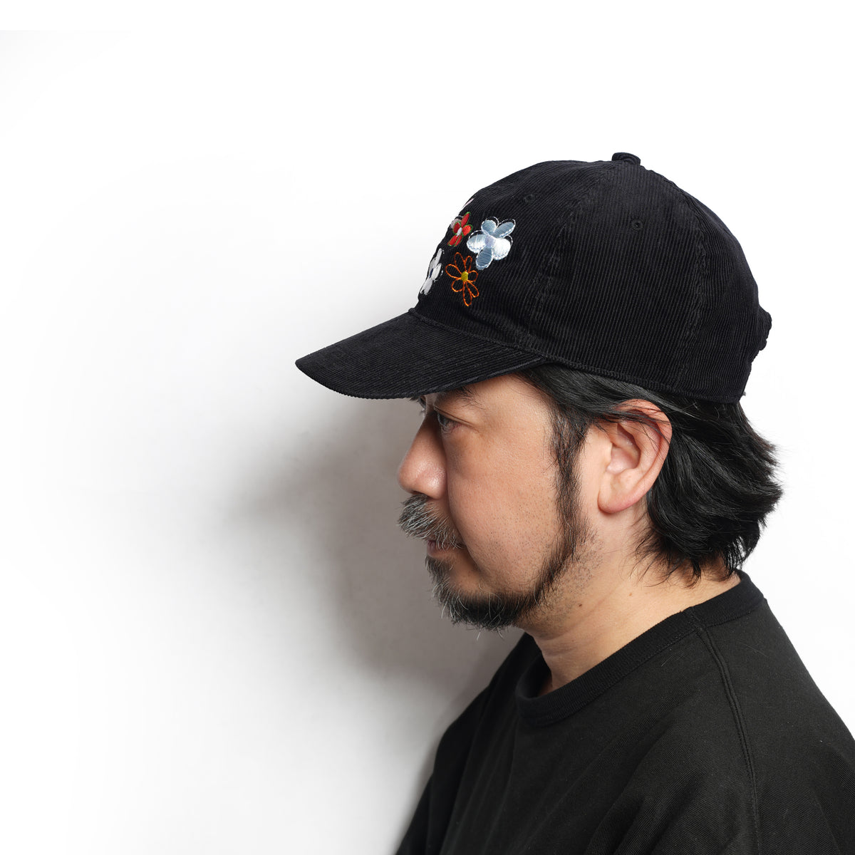 Multi Flower corduroy Cap – Black | NICK GEAR