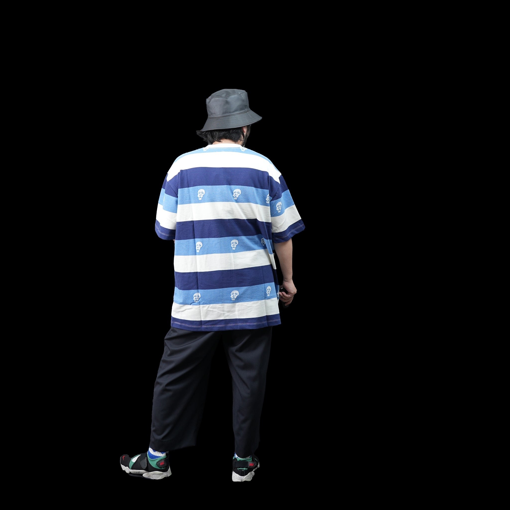 No:TS00315 | Name:SAD SKULL STRIPED JACQUARD SS | Color:Navy【TIRED_タイレッド】