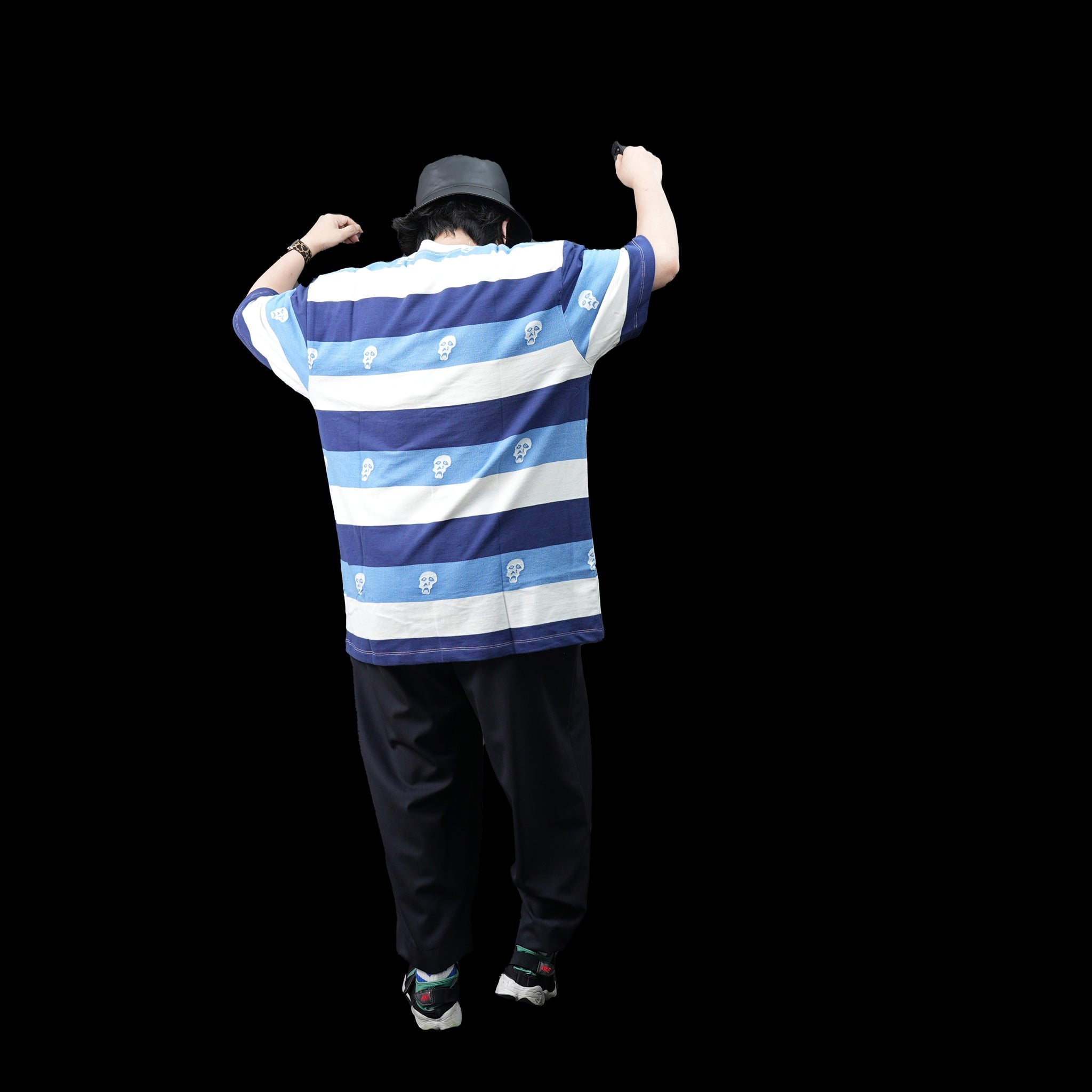 No:TS00315 | Name:SAD SKULL STRIPED JACQUARD SS | Color:Navy【TIRED_タイレッド】