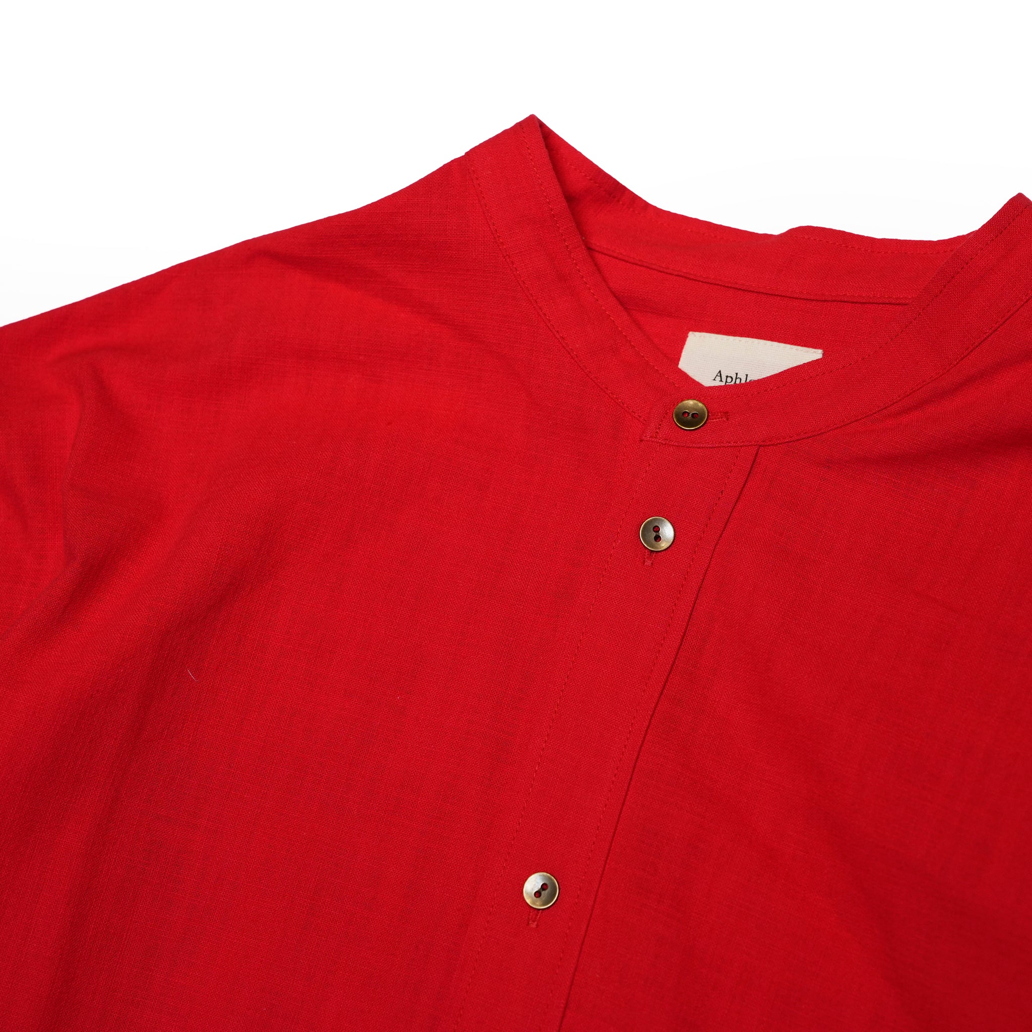 Side Slit Stand Collar Semi-Long Over Shirt | Color:Red【APHLOTUS_アプロタス】 | 217645_180_red