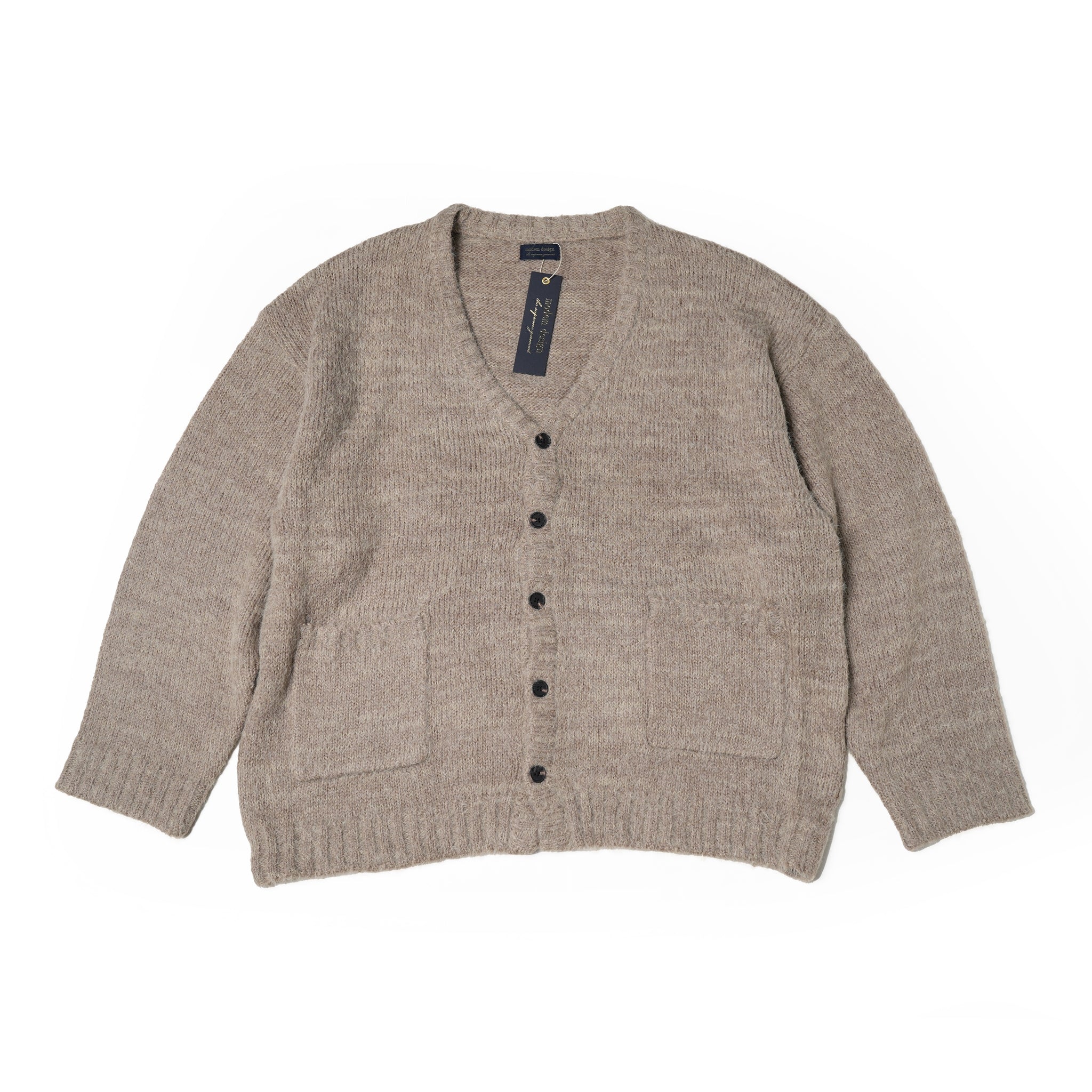 No:m-2303752 | Name:shaggy mohair knit cardigan | Color:Beige/Charcoal【MODEM DESIGN_モデムデザイン】