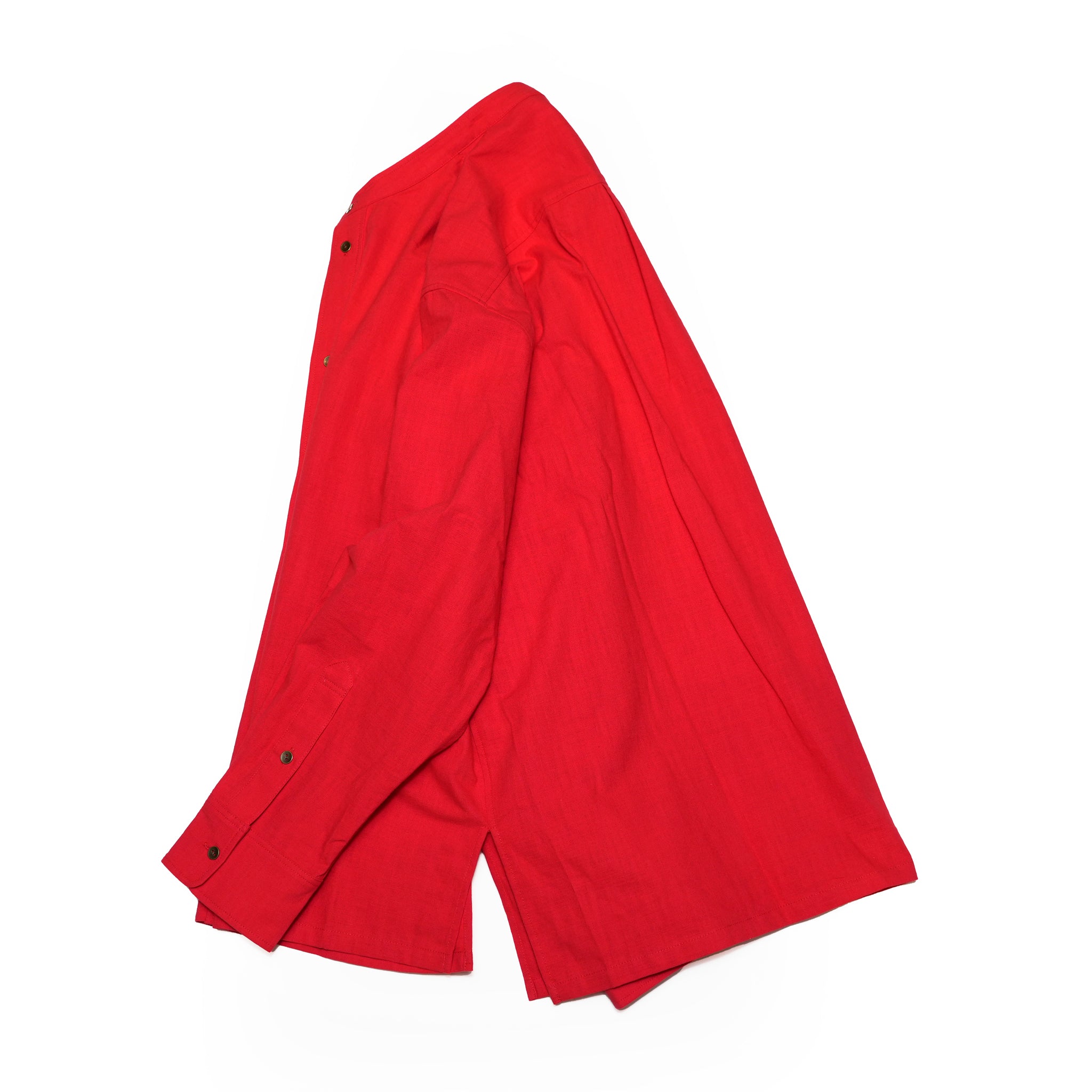 Side Slit Stand Collar Semi-Long Over Shirt | Color:Red【APHLOTUS_アプロタス】 | 217645_180_red