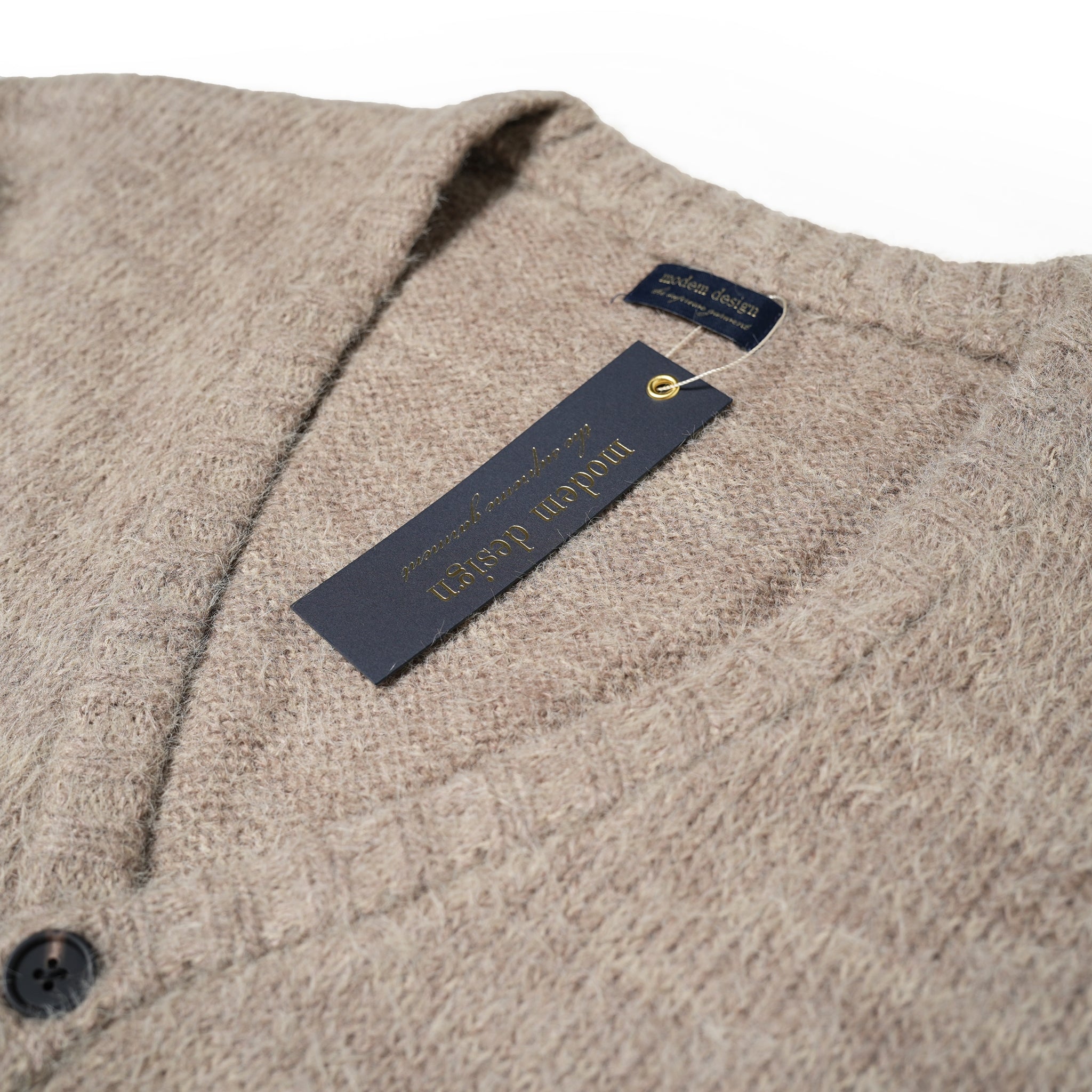 No:m-2303752 | Name:shaggy mohair knit cardigan | Color:Beige/Charcoal【MODEM DESIGN_モデムデザイン】