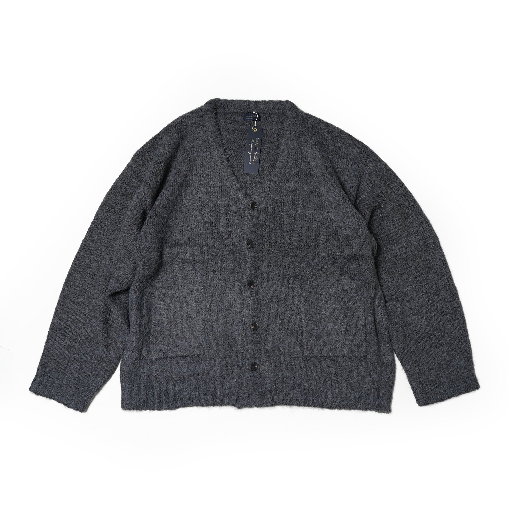 No:m-2303752 | Name:shaggy mohair knit cardigan | Color:Beige/Charcoal【MODEM DESIGN_モデムデザイン】