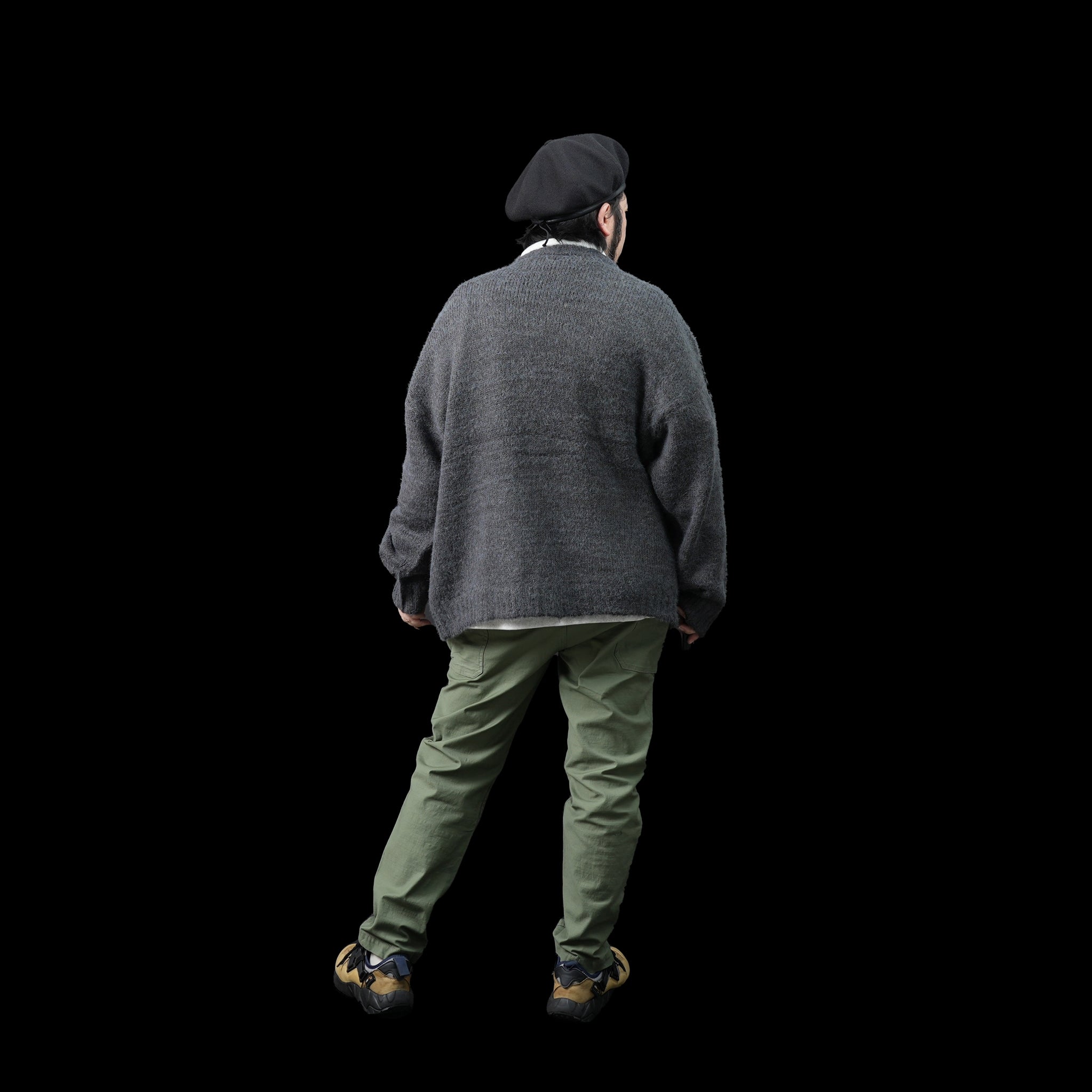No:m-2303752 | Name:shaggy mohair knit cardigan | Color:Beige/Charcoal【MODEM DESIGN_モデムデザイン】