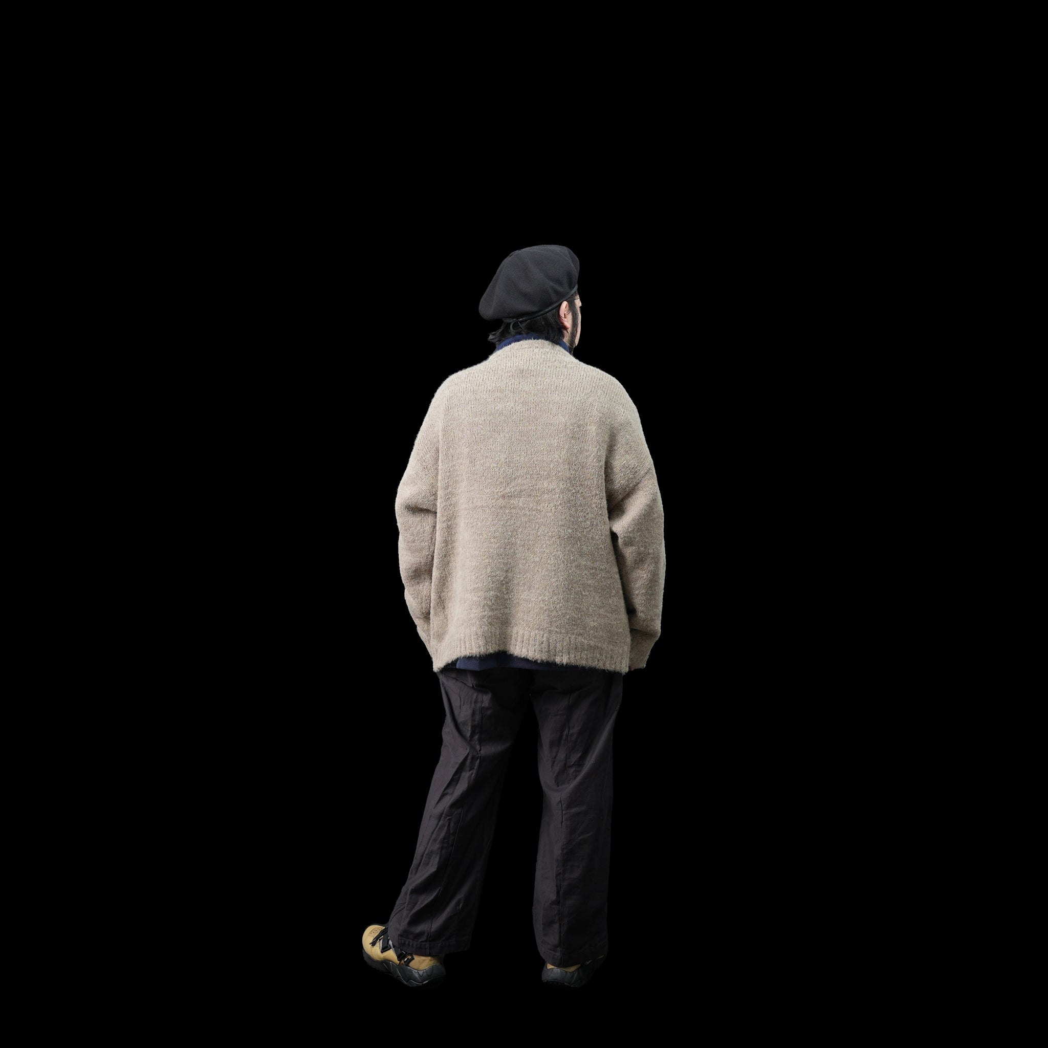 No:m-2303752 | Name:shaggy mohair knit cardigan | Color:Beige/Charcoal【MODEM DESIGN_モデムデザイン】
