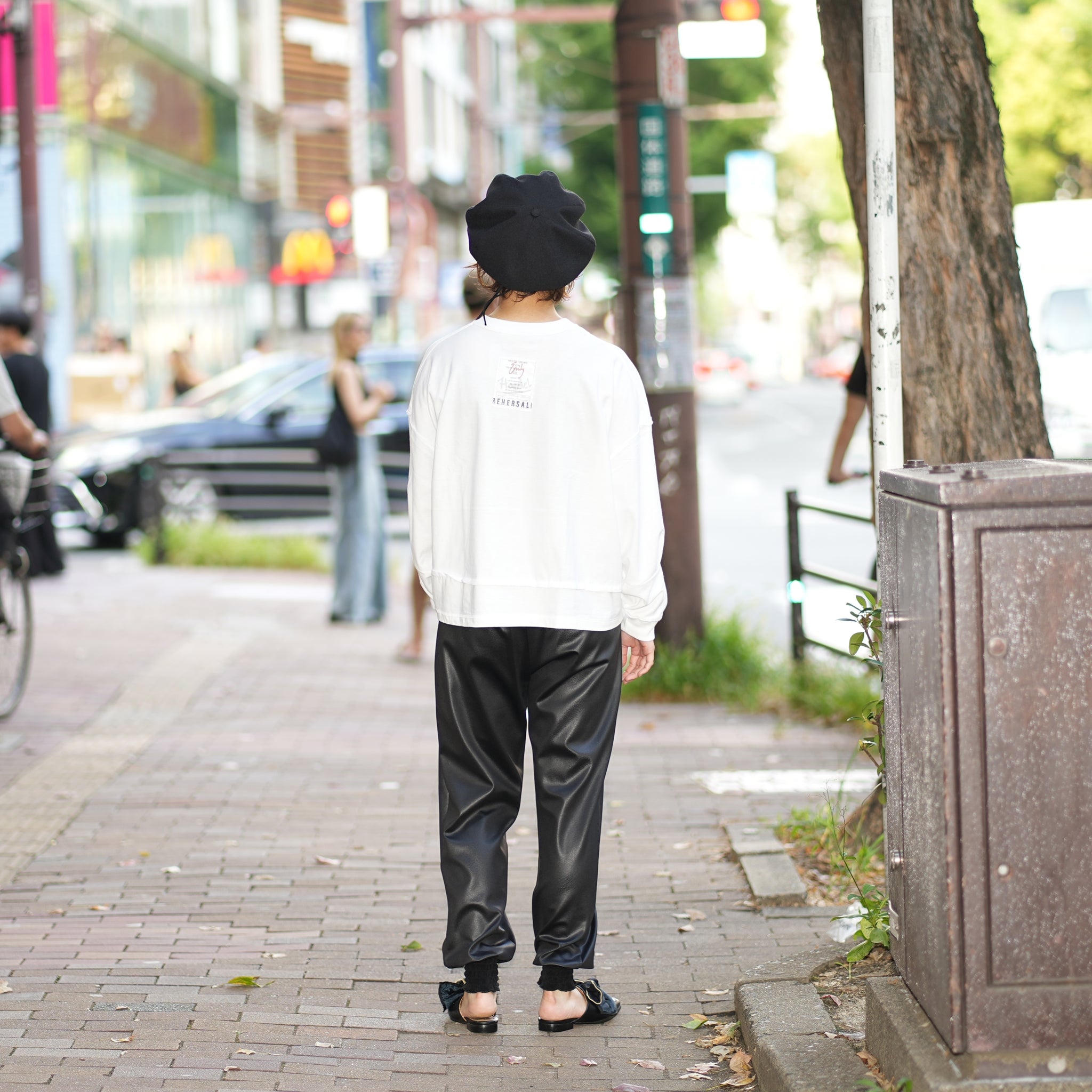 No:WHT23FPT4034 | Name:Leather Like Shirring Jodhpurs | Color:Black/Brown【WHYTO _ホワイト】