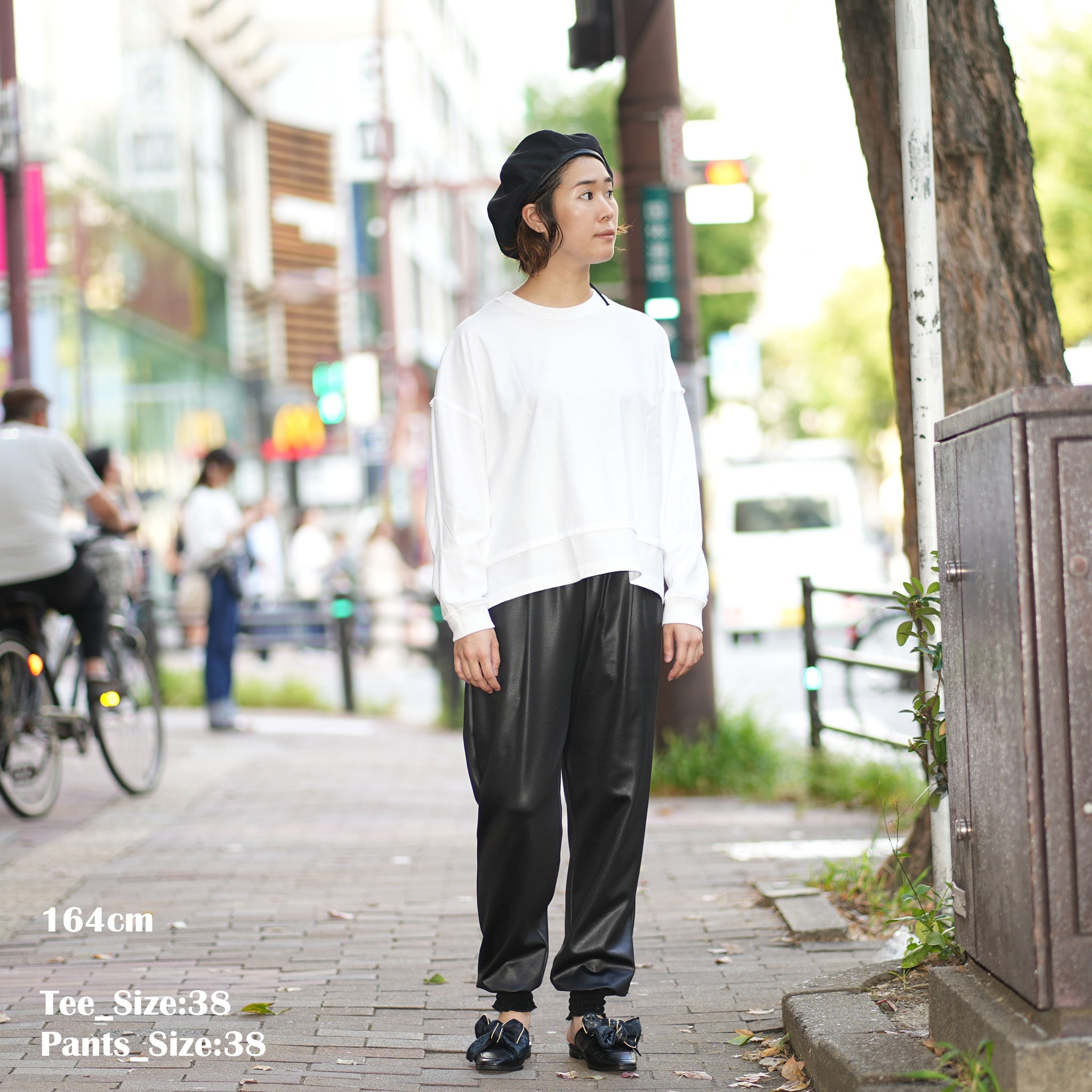 No:WHT23FPT4034 | Name:Leather Like Shirring Jodhpurs | Color:Black/Brown【WHYTO _ホワイト】