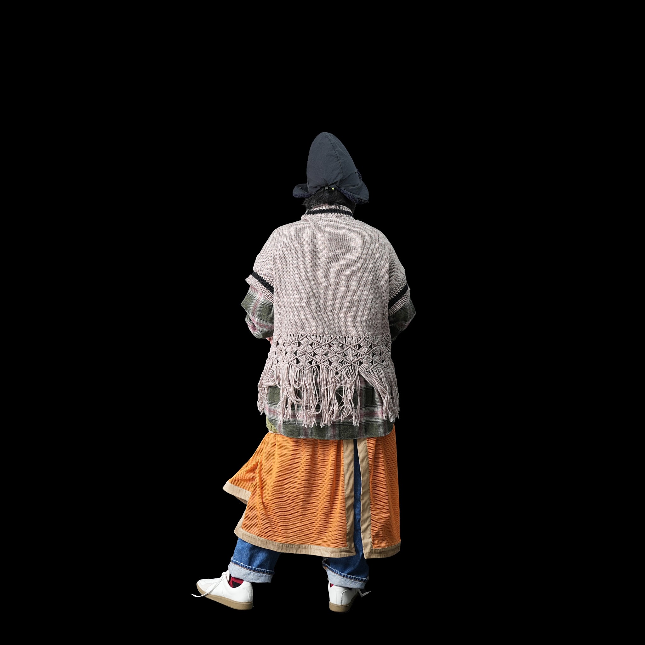 No:OinT-SK02 | Screen door skirt – Orange/Navy【OinT_オーインティー】