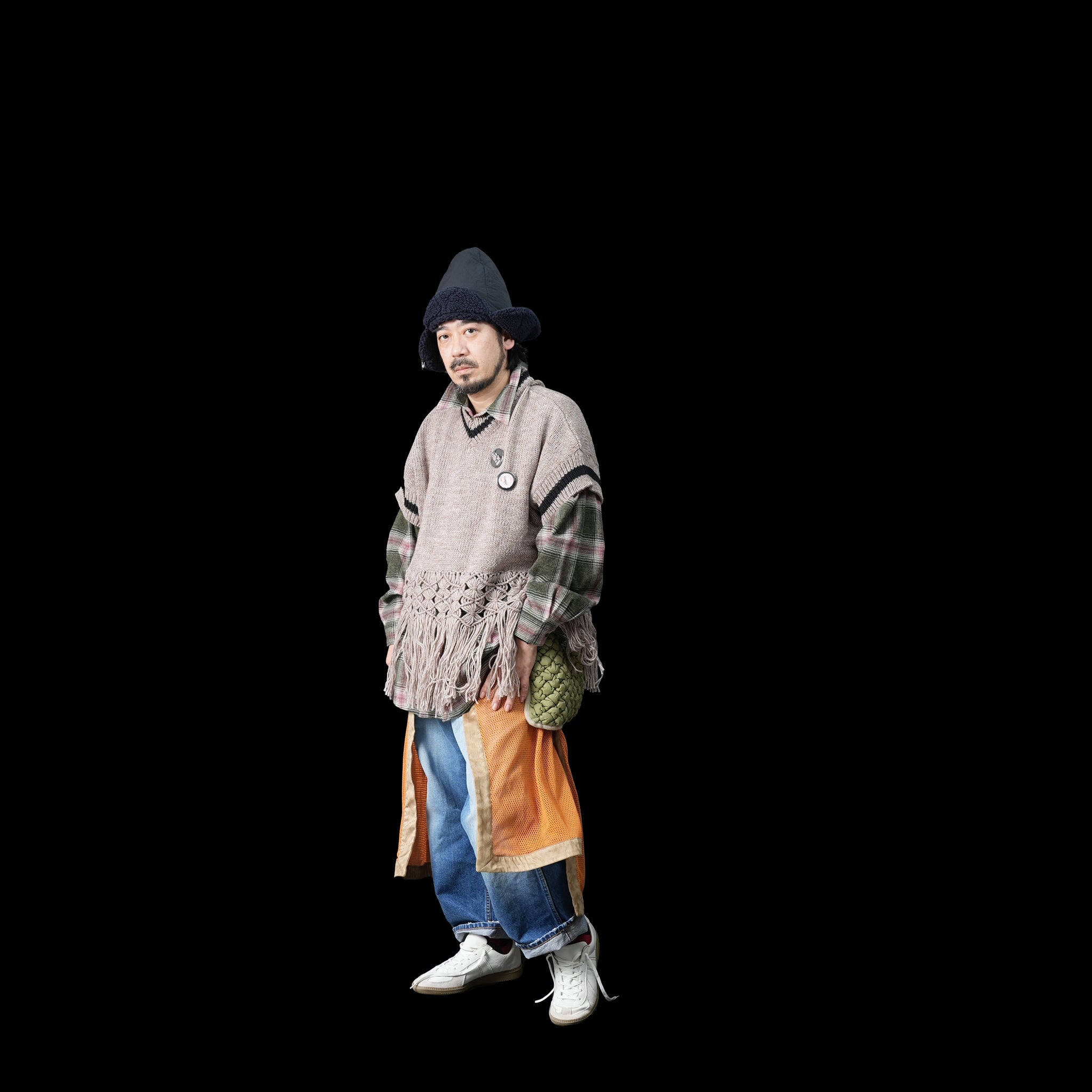 No:OinT-SK02 | Screen door skirt – Orange/Navy【OinT_オーインティー】