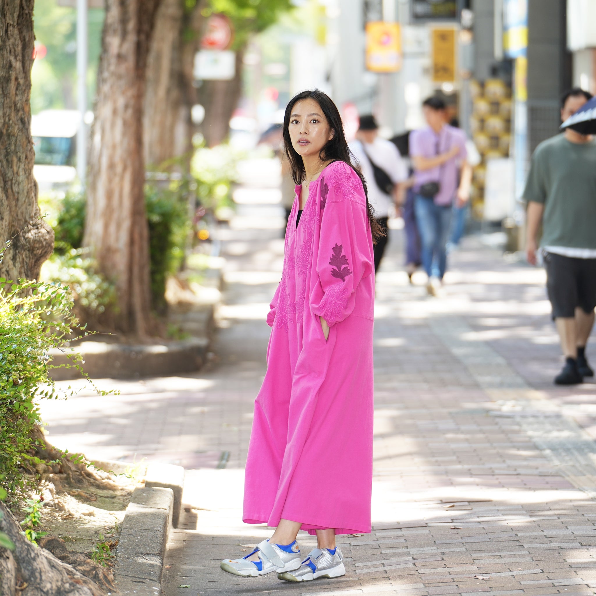 COTTON FLOWER PATCHWORK DRESS – Pink | SARAMALLIKA
