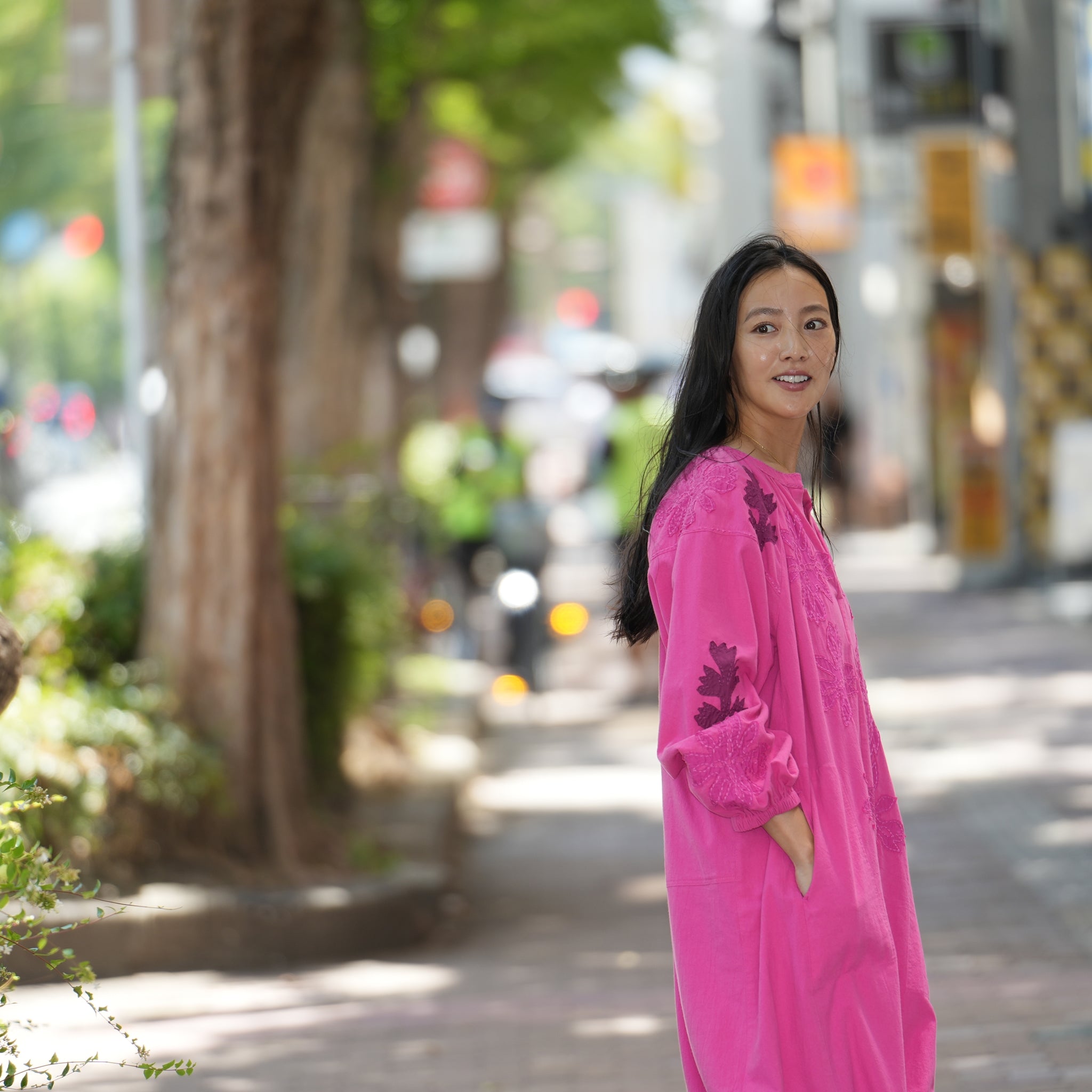COTTON FLOWER PATCHWORK DRESS – Pink | SARAMALLIKA