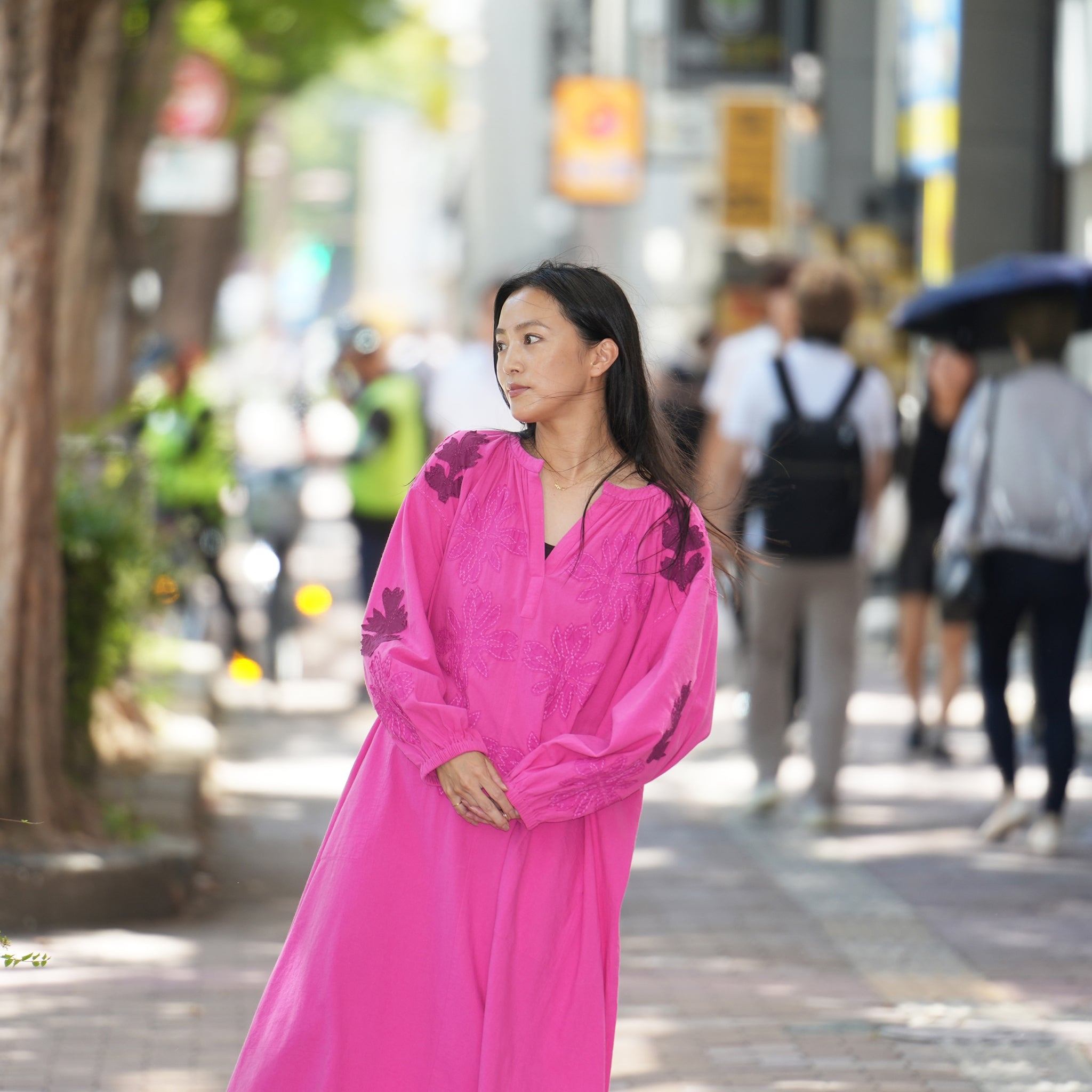 COTTON FLOWER PATCHWORK DRESS – Pink | SARAMALLIKA