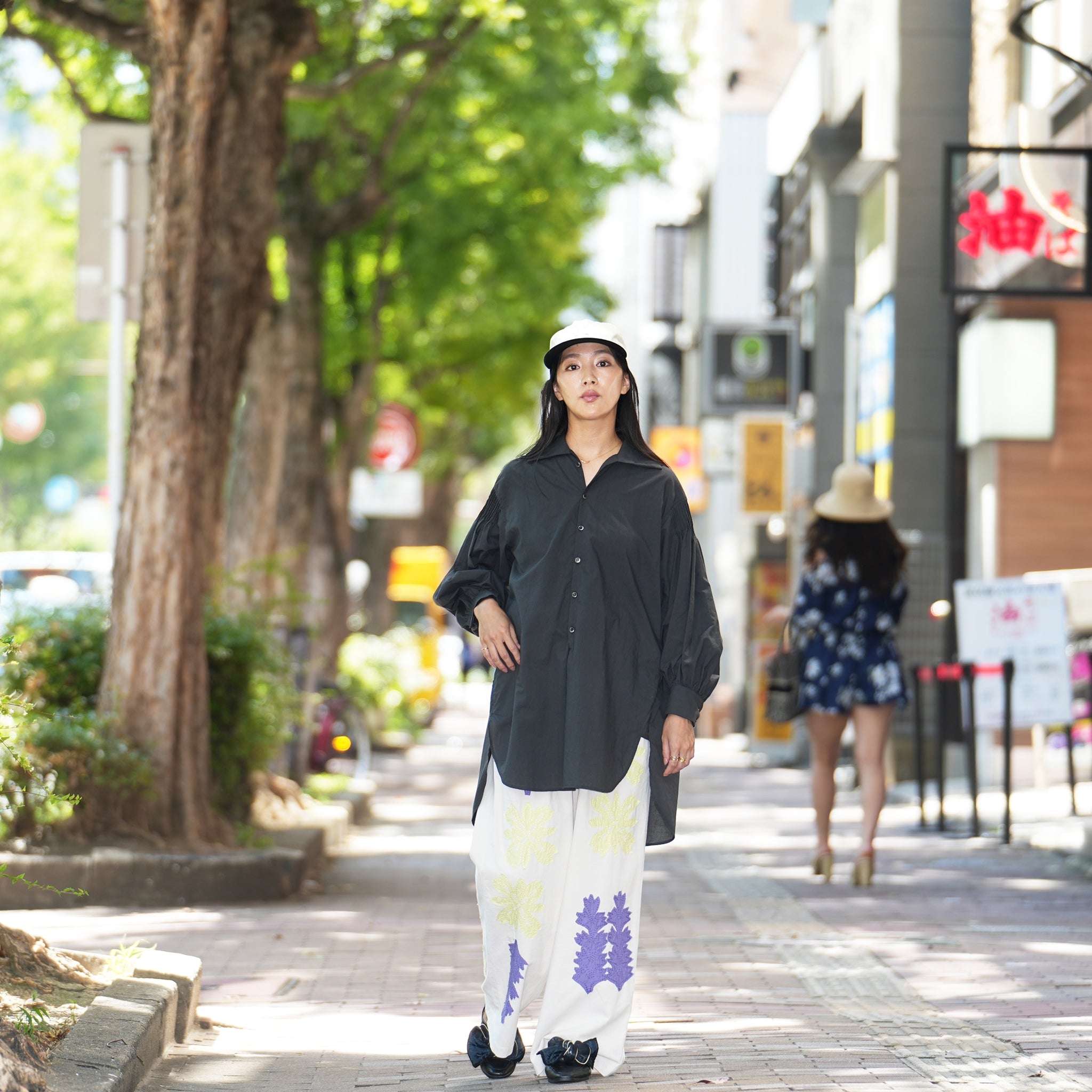 COTTON FLOWER PATCH WORK PANTS – Ecru | SARAMALLIKA
