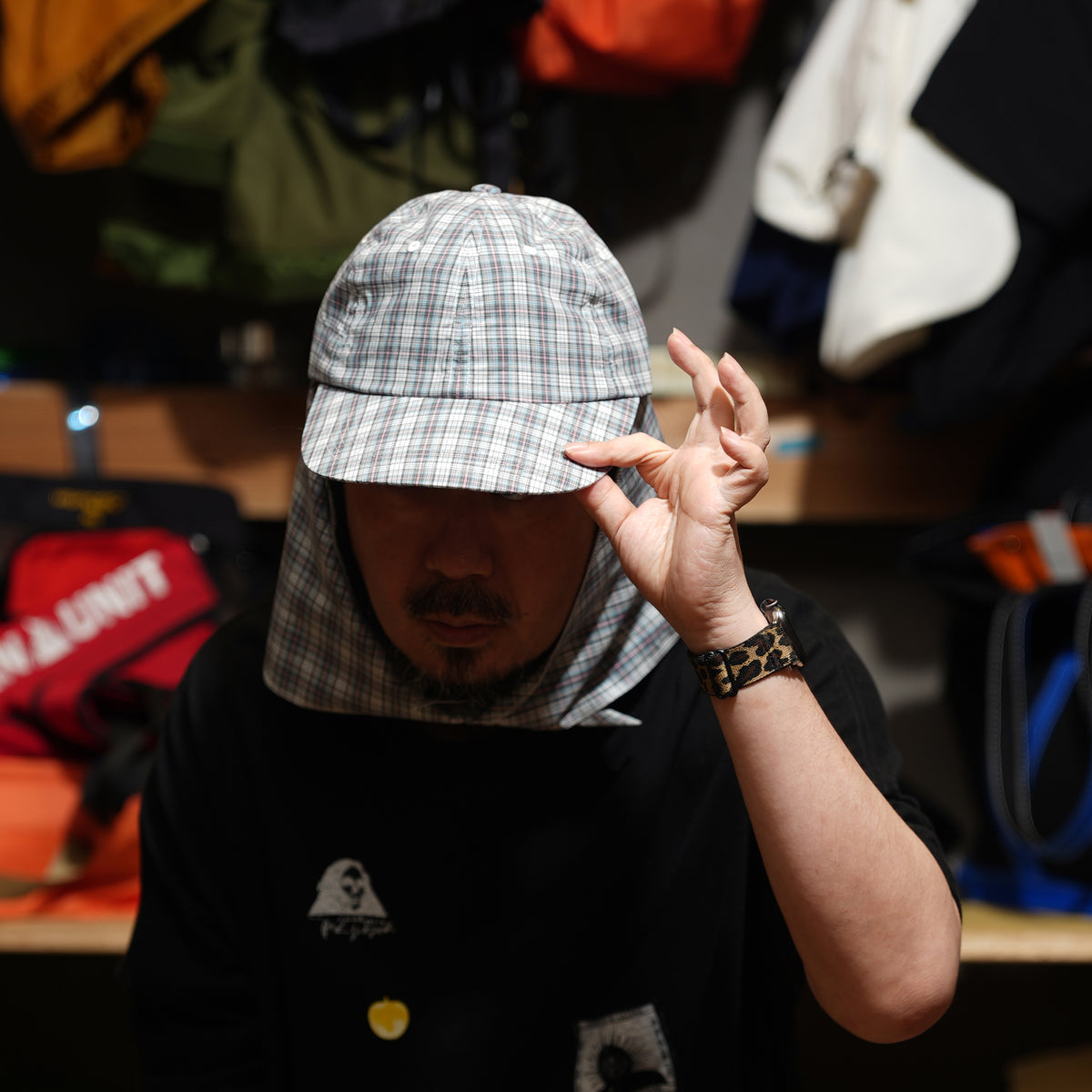 6 PANEL LONG BRIM CAP – White(Check) | SHARE THE FANTASY