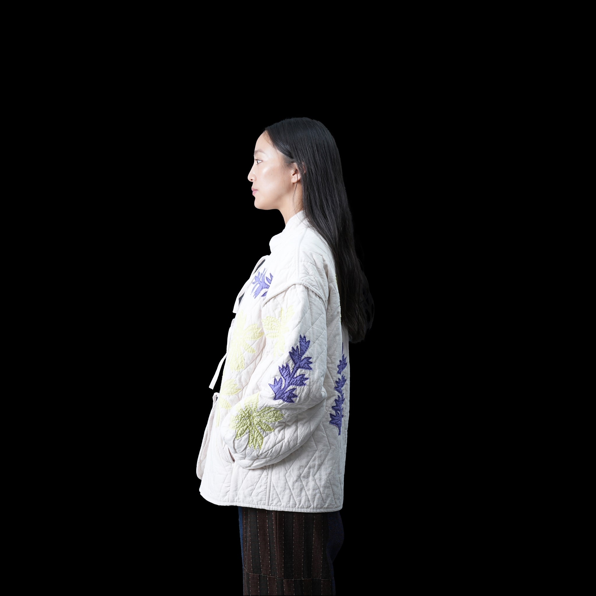 COTTON FLOWER PATCHWORK JK – Ecru | SARAMALLIKA