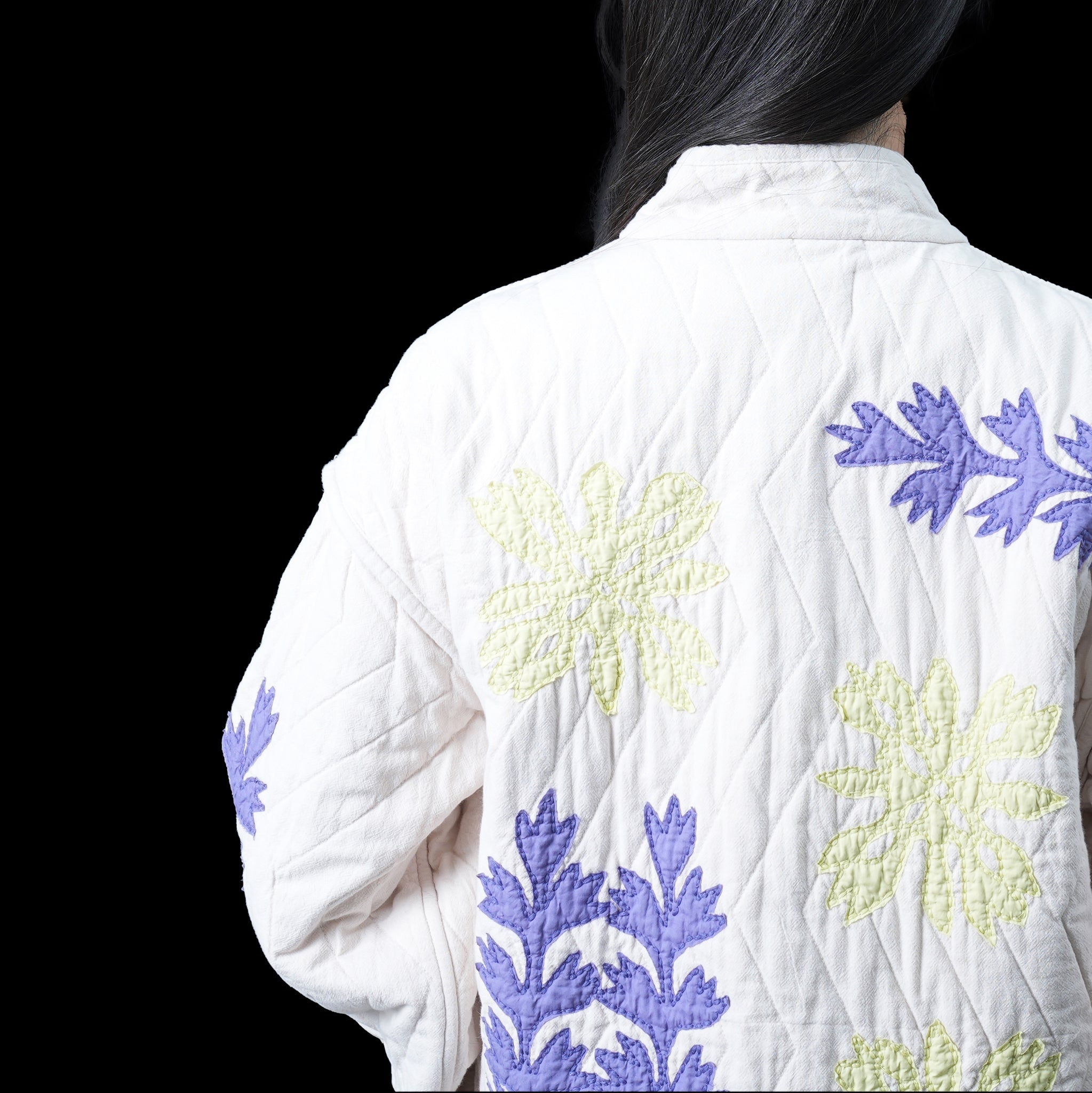COTTON FLOWER PATCHWORK JK – Ecru | SARAMALLIKA