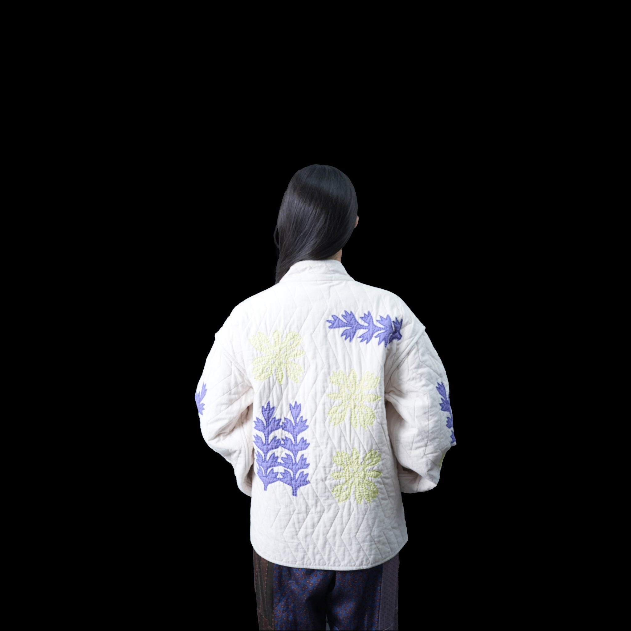 COTTON FLOWER PATCHWORK JK – Ecru | SARAMALLIKA