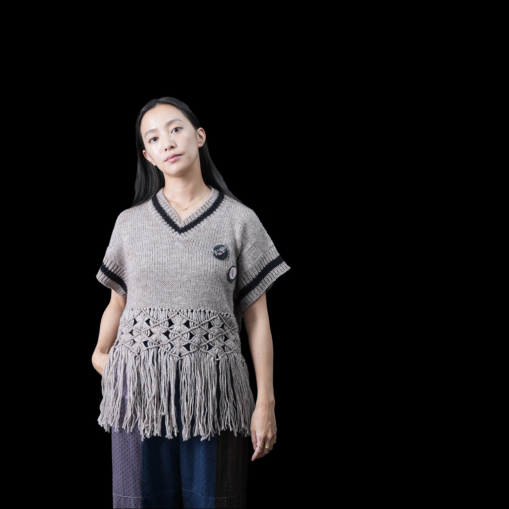 No:bsd23AW-19b | Name:Grandma's Knit Vest | Color:G Beige【BEDSIDEDRAMA_ベッドサイドドラマ】【archive】