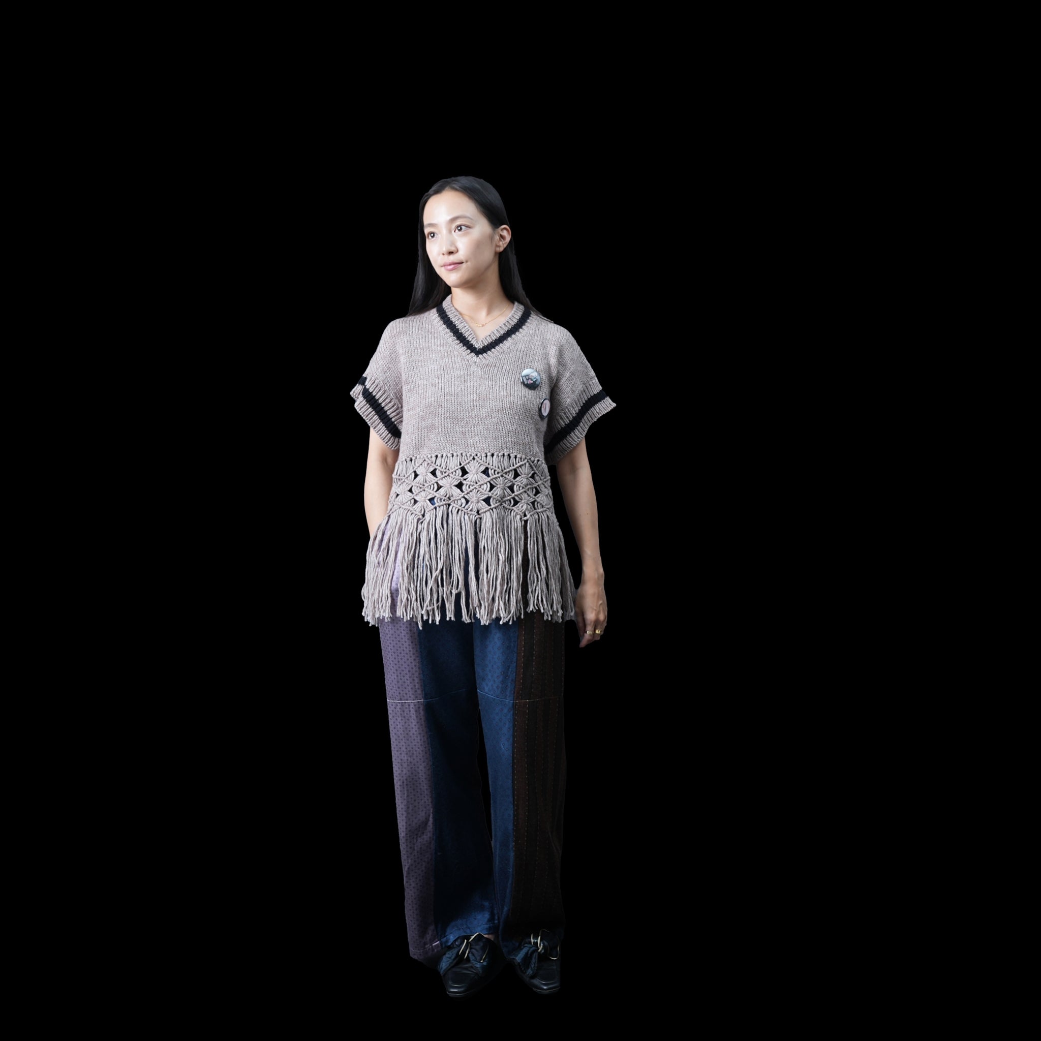 No:bsd23AW-19b | Name:Grandma's Knit Vest | Color:G Beige【BEDSIDEDRAMA_ベッドサイドドラマ】【archive】