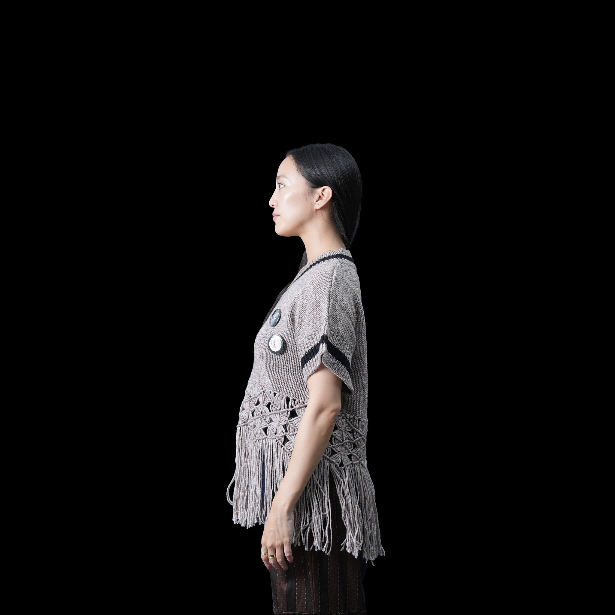 No:bsd23AW-19b | Name:Grandma's Knit Vest | Color:G Beige【BEDSIDEDRAMA_ベッドサイドドラマ】