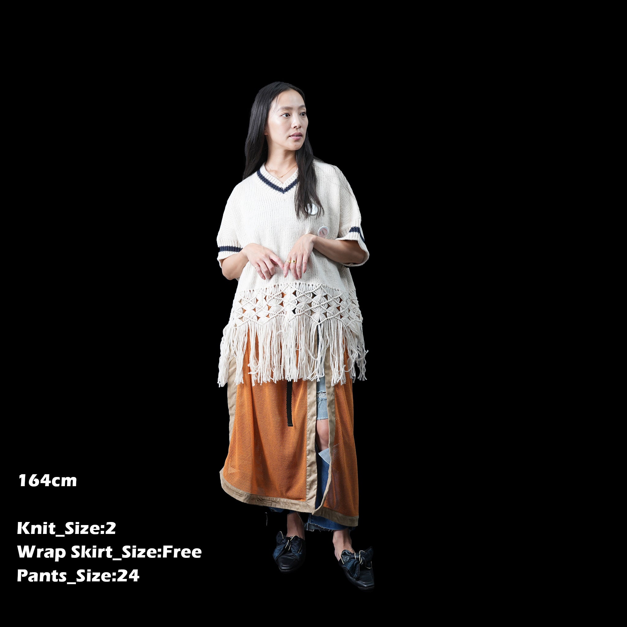 No:OinT-SK02 | Screen door skirt – Orange/Navy【OinT_オーインティー】