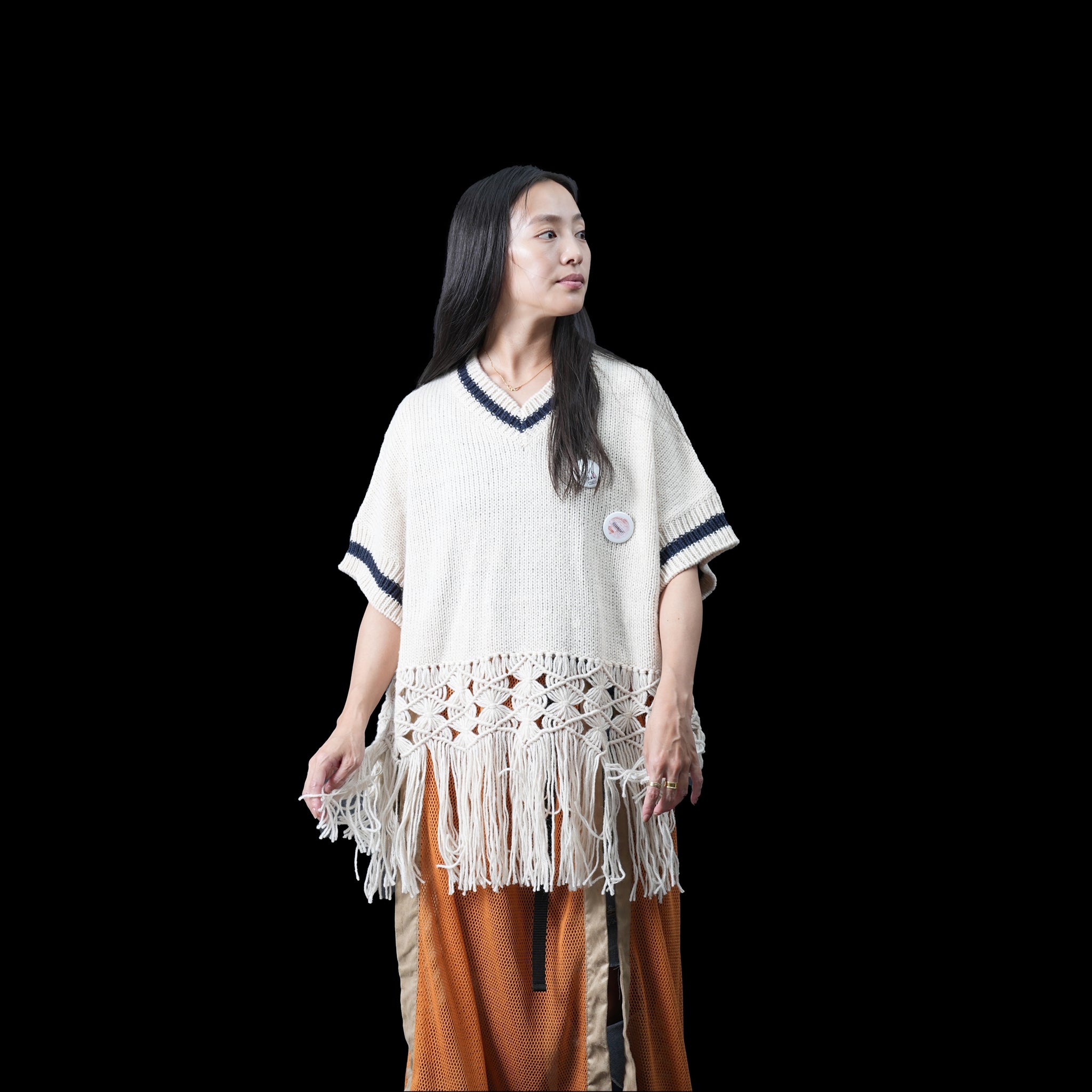 No:OinT-SK02 | Screen door skirt – Orange/Navy【OinT_オーインティー】