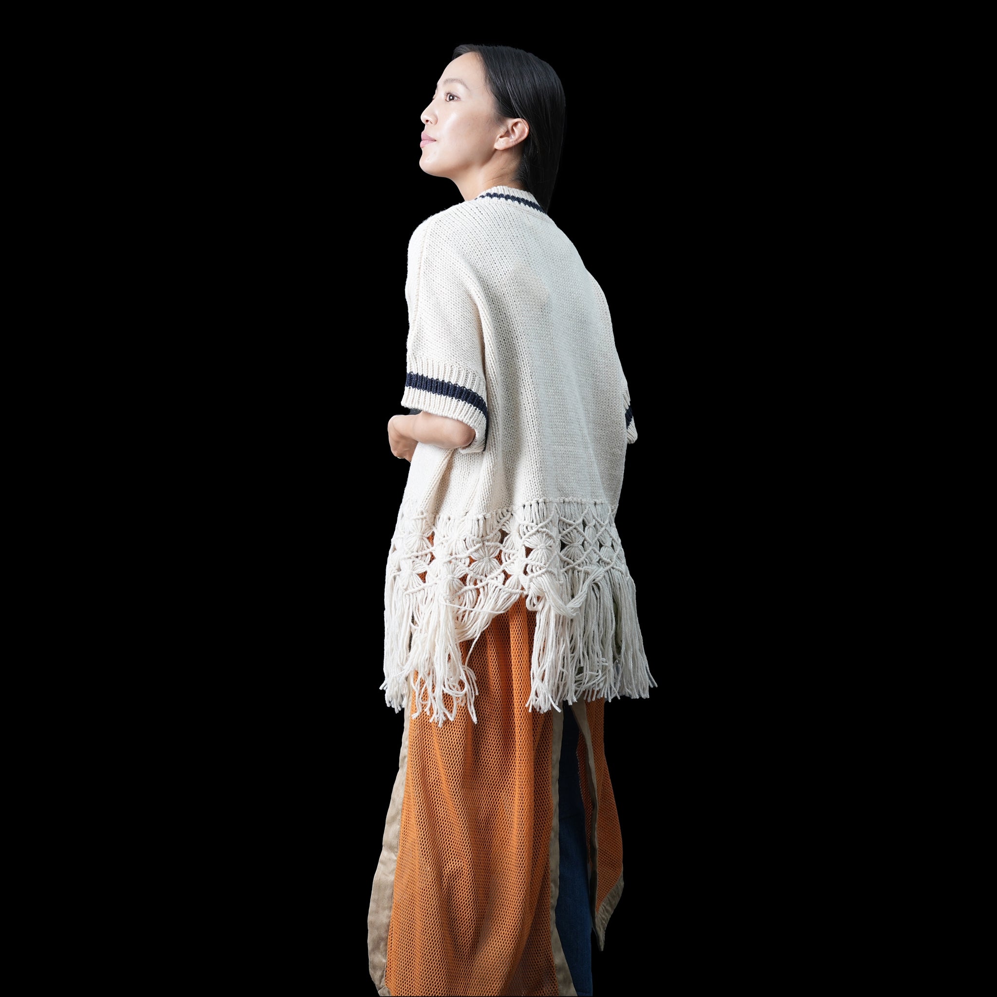 No:OinT-SK02 | Screen door skirt – Orange/Navy【OinT_オーインティー】