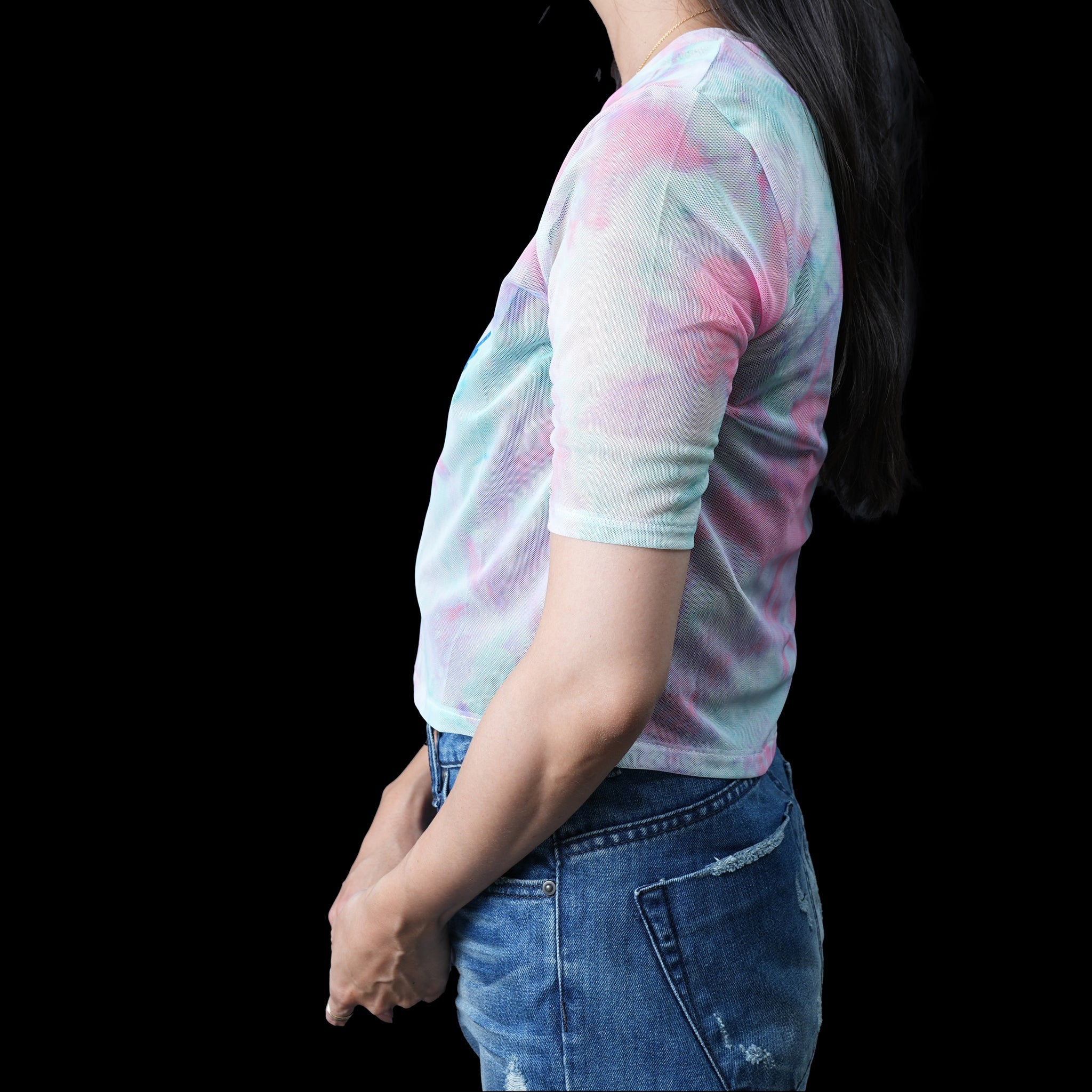 Name:PinkFloyd_Stacked Logo_Lady_PINK_Mesh Crop【ROCK OFF】【ネコポス選択可能】
