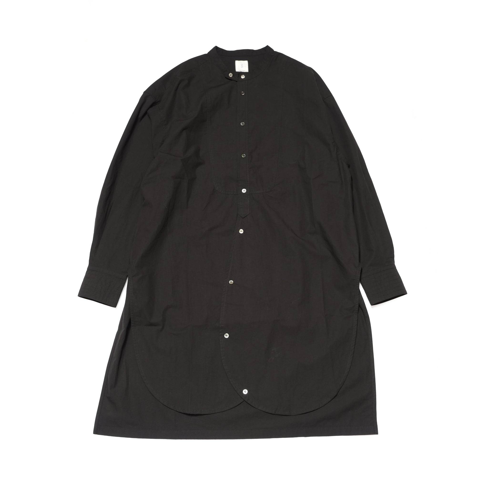 Cotton Typewriter Round Slit Long Officer Shirt <#ink black> | 〼〼 MASU MASU