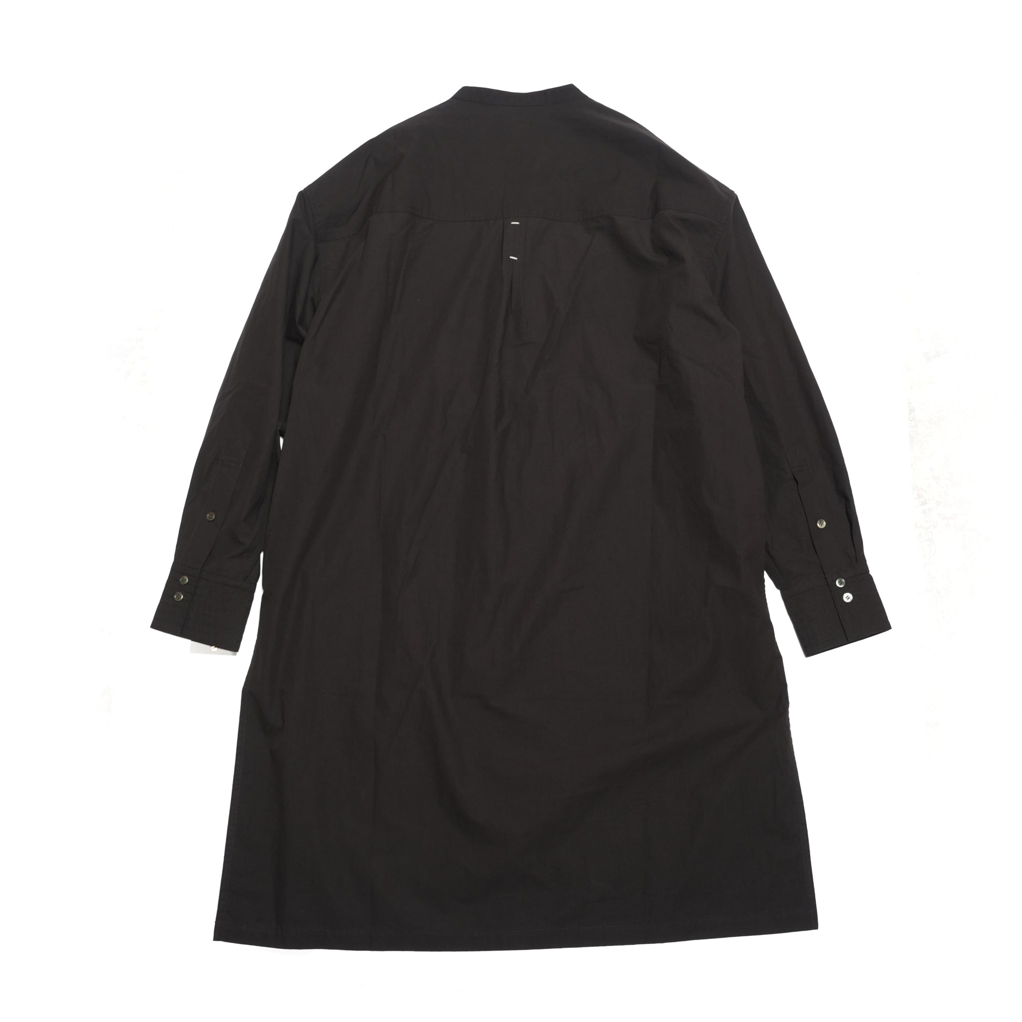 Cotton Typewriter Round Slit Long Officer Shirt <#ink black> | 〼〼 MASU MASU