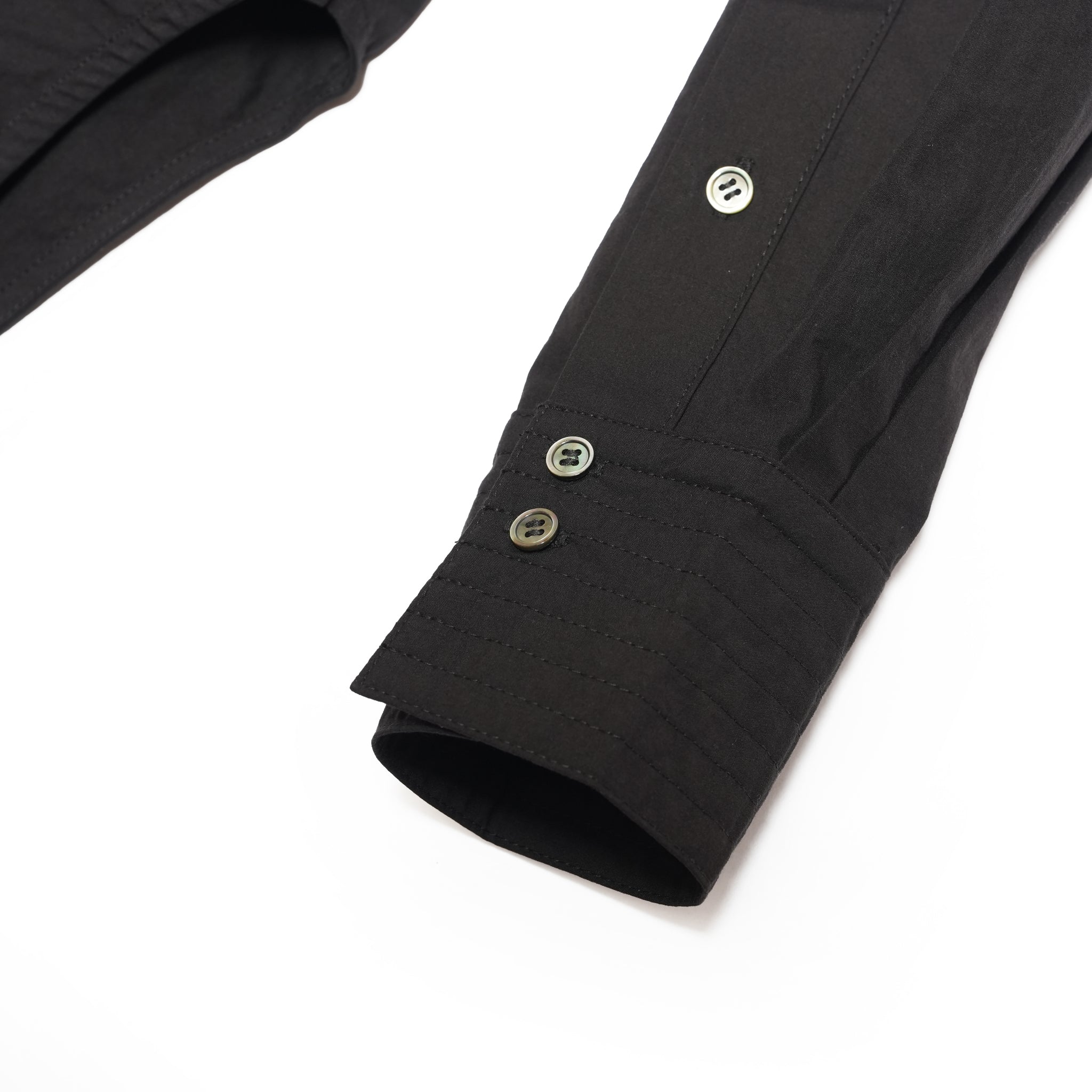 Cotton Typewriter Round Slit Long Officer Shirt <#ink black> | 〼〼 MASU MASU