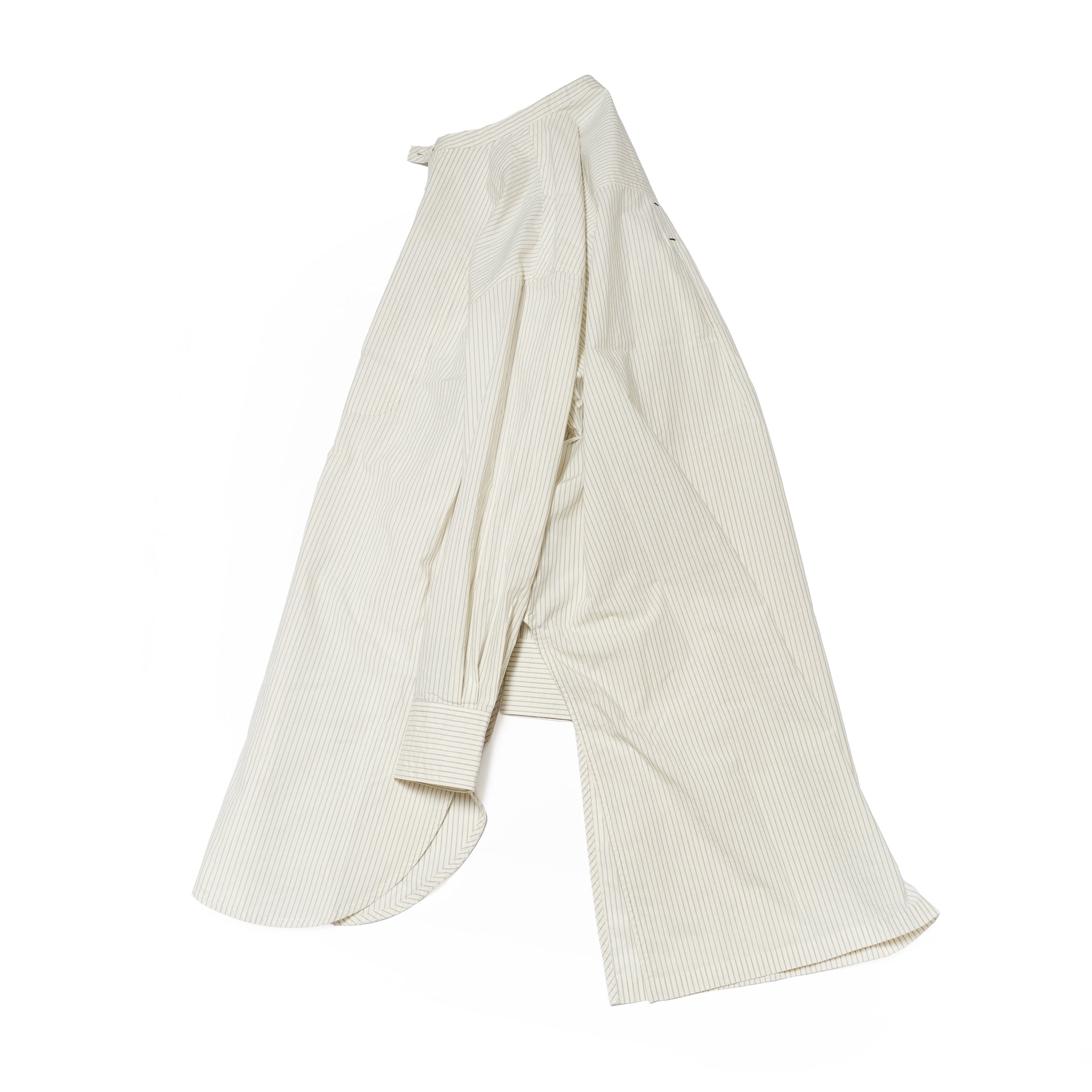 Cotton Typewriter Round Slit Long Officer Shirt <#ivory stripe> | 〼〼 MASU MASU