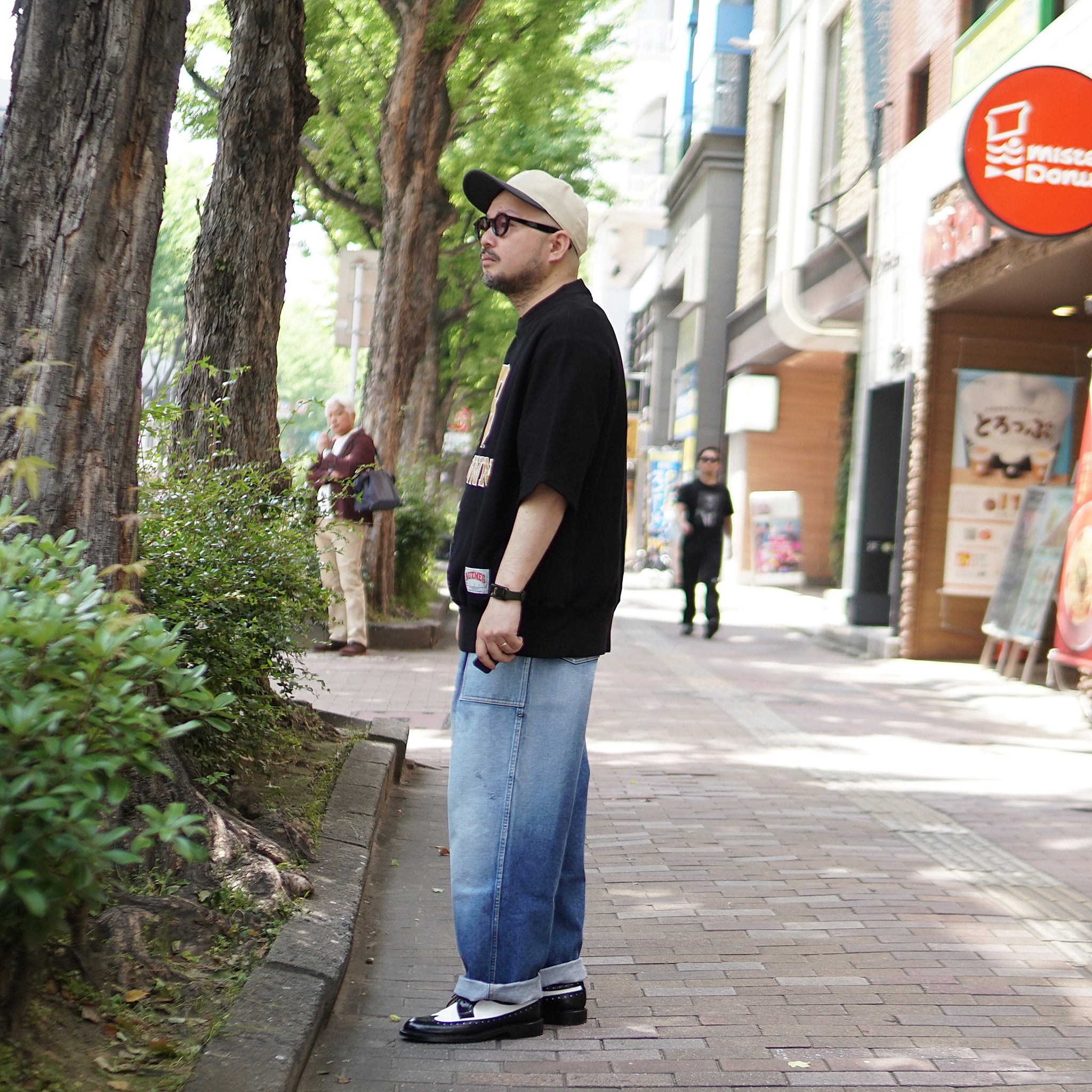 No:nm23s011_b | Name:80s ss crew college sweat | Color:Black-Brown【NUTMEG MILLS_ナツメグミルズ】